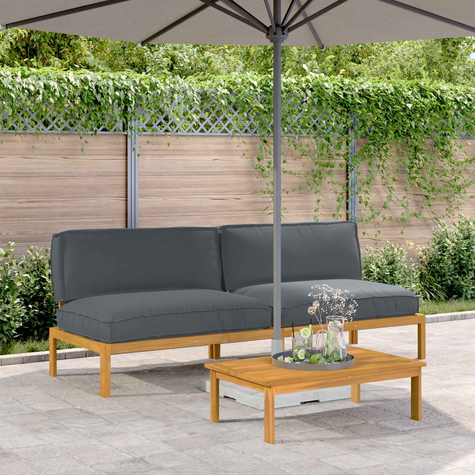 Sofa Set Mit Kissen 120 X 92 X 69 Cm Massivholz Akazie
