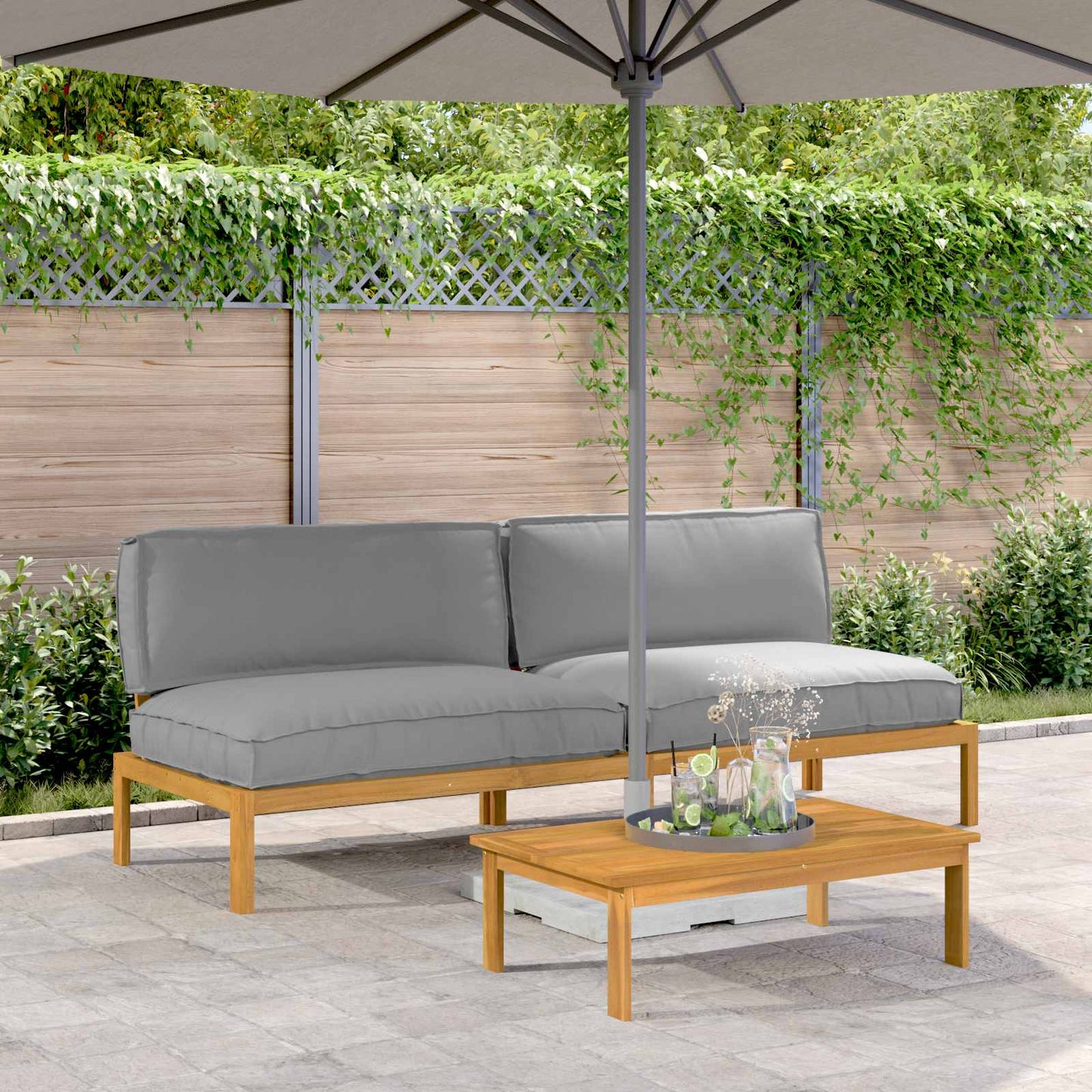 Sofa Set Mit Kissen 120 X 92 X 69 Cm Massivholz Akazie