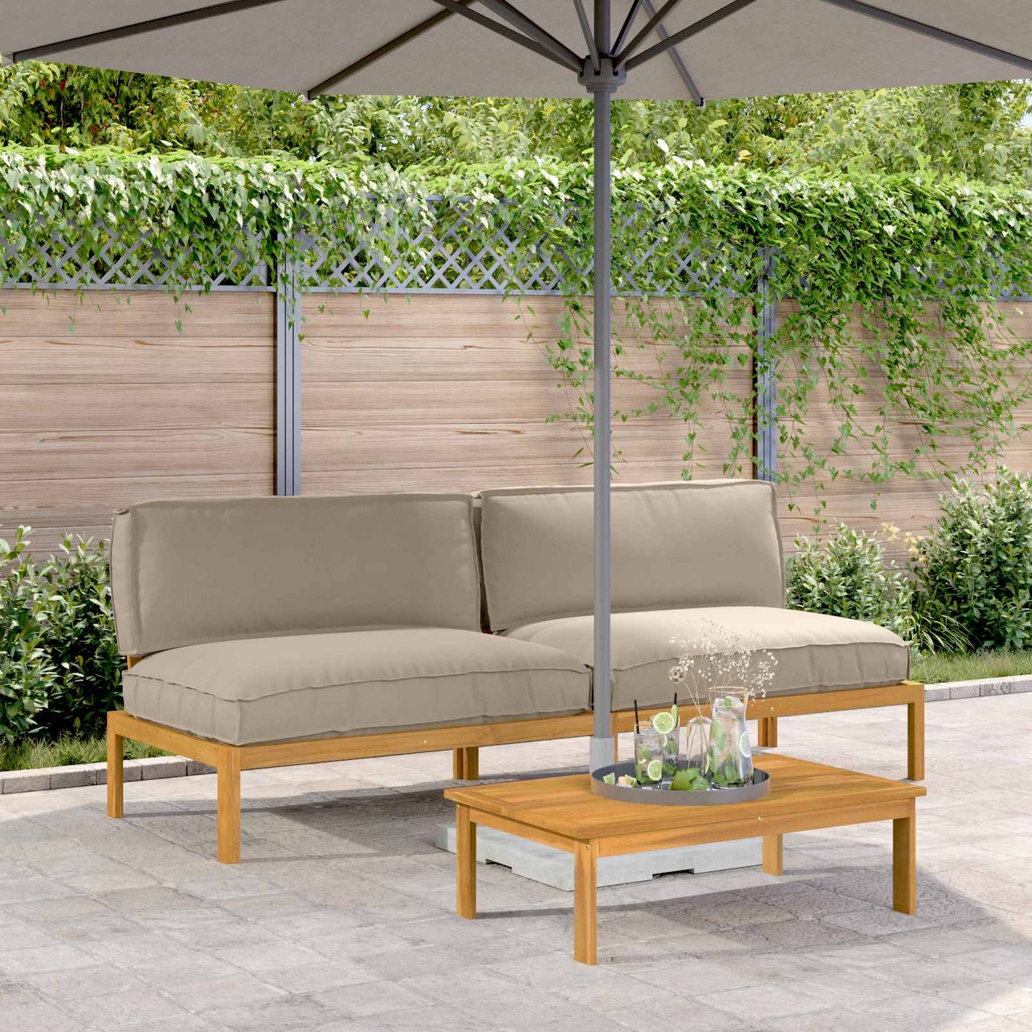 Sofa Set Mit Kissen 120 X 92 X 69 Cm Massivholz Akazie