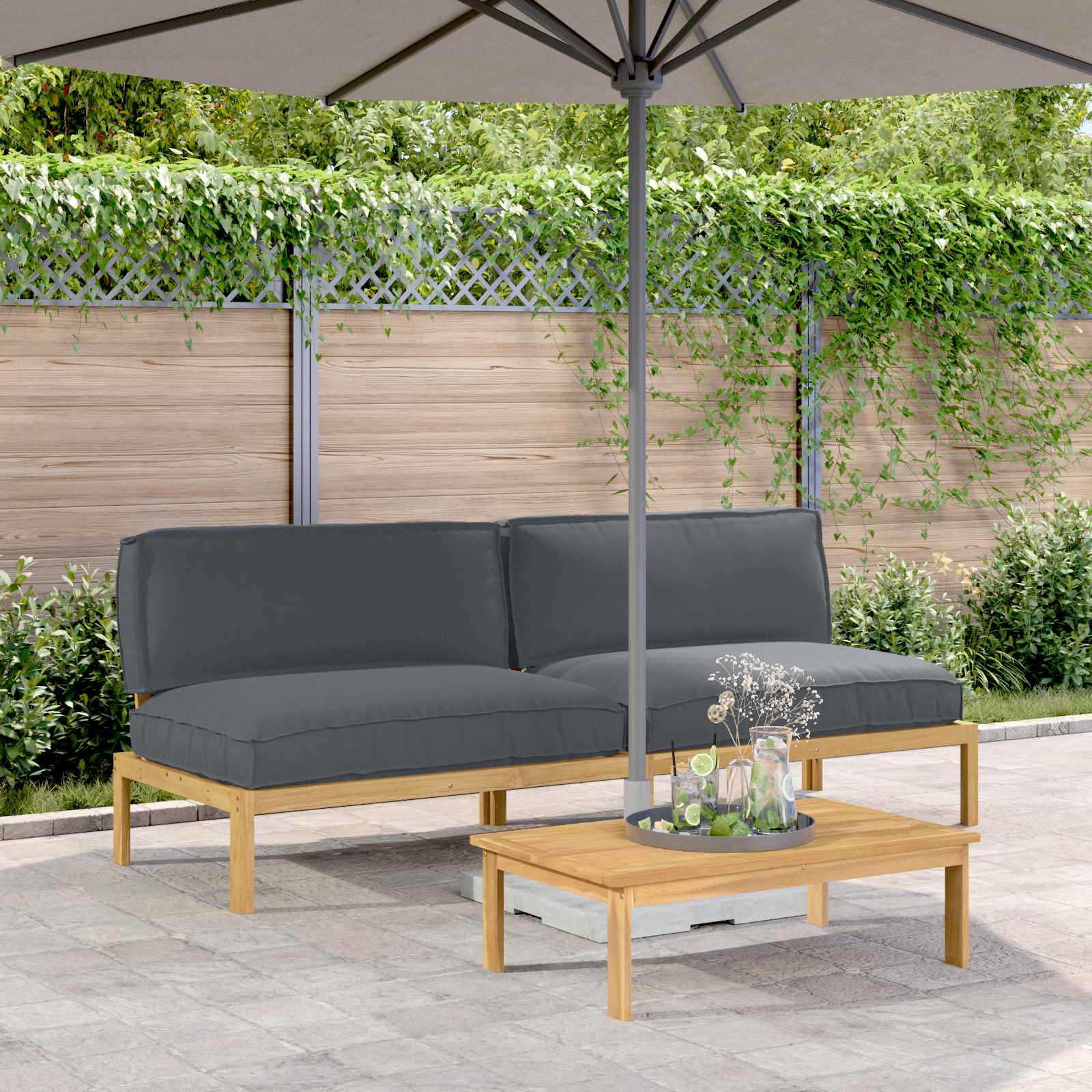 Sofa Set Mit Kissen 120 X 92 X 69 Cm Massivholz Akazie