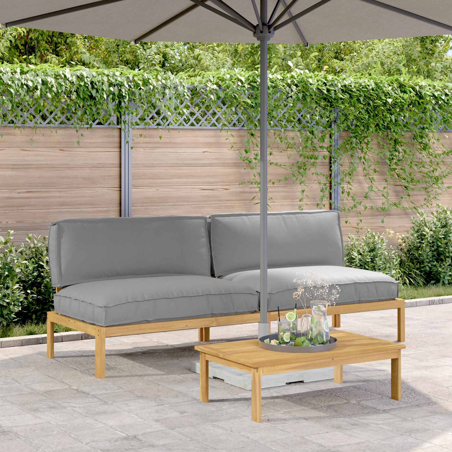 Sofa Set Mit Kissen 120 X 92 X 69 Cm Massivholz Akazie