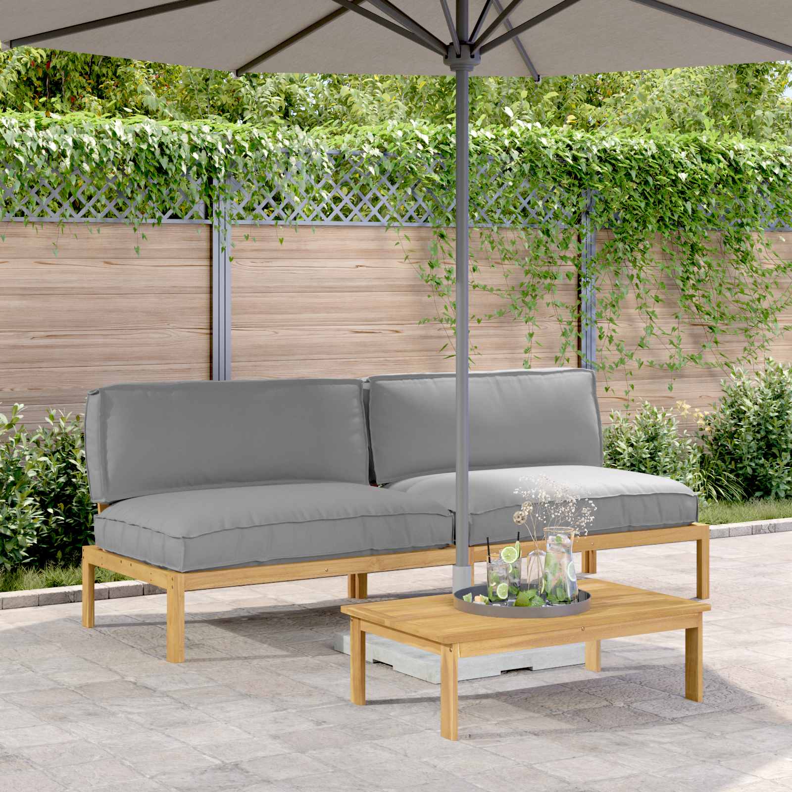Sofa Set Mit Kissen 120 X 92 X 69 Cm Massivholz Akazie