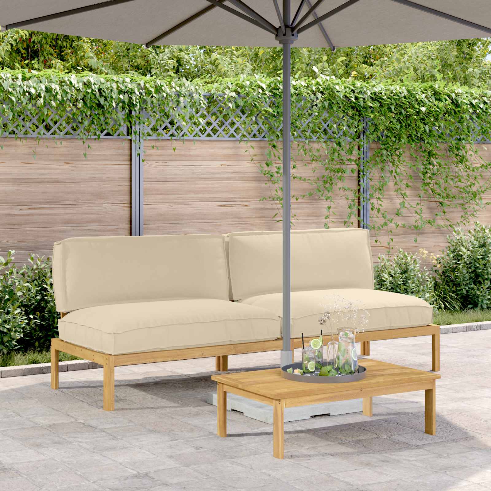 Sofa Set Mit Kissen 120 X 92 X 69 Cm Massivholz Akazie