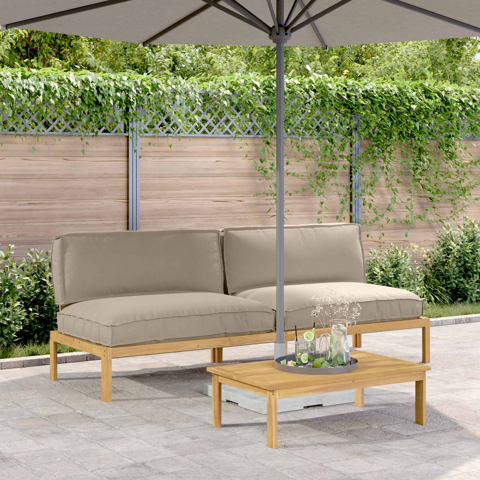 Sofa Set Mit Kissen 120 X 92 X 69 Cm Massivholz Akazie