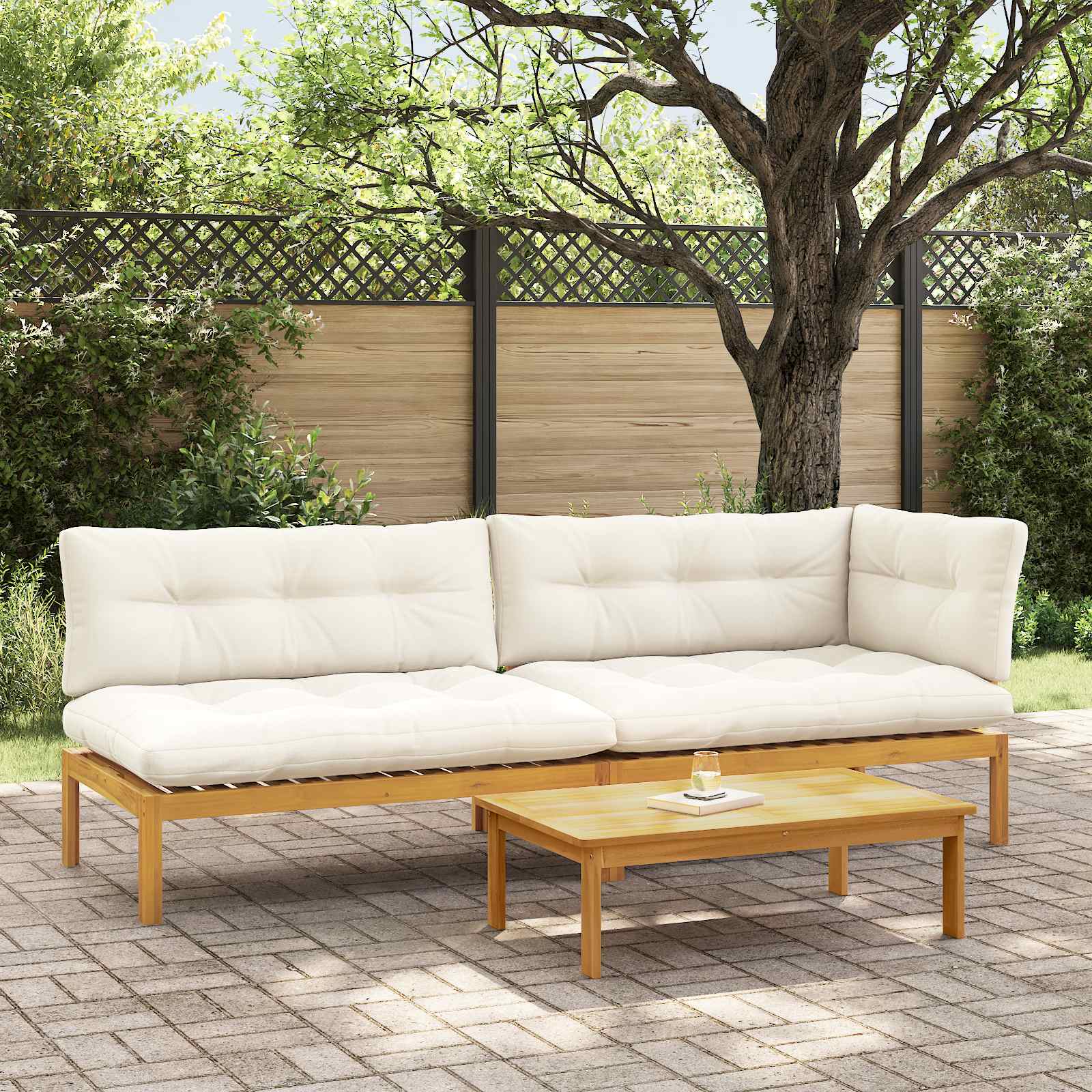 Garten-Ecksofas Aus Paletten 2 Stk. Massivholz Akazie