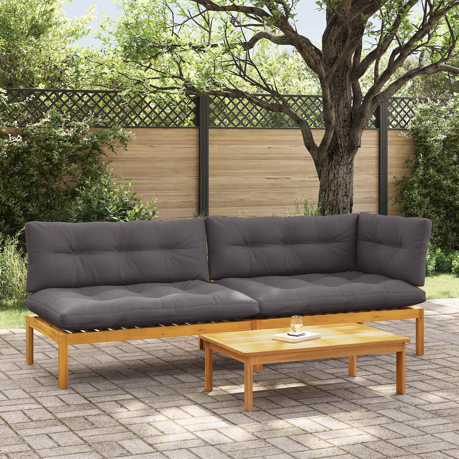 Garten-Ecksofas Aus Paletten 2 Stk. Massivholz Akazie