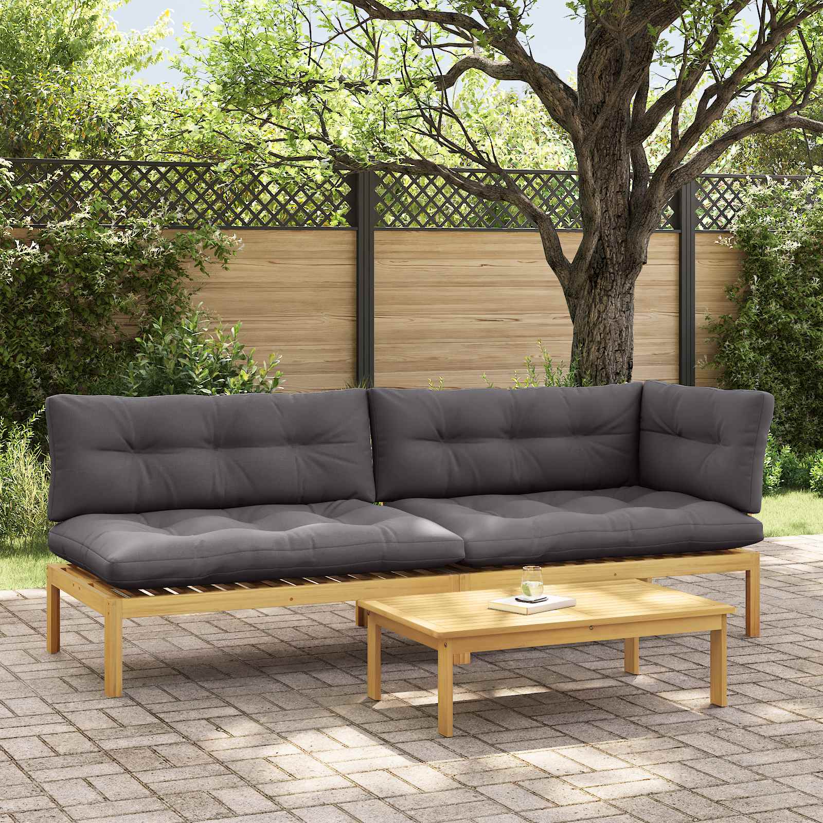 Garten-Ecksofas Aus Paletten 2 Stk. Massivholz Akazie