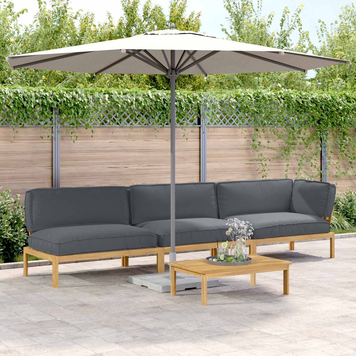Sofa Set Mit Kissen Uni 4 Pcs Massivholz Akazie