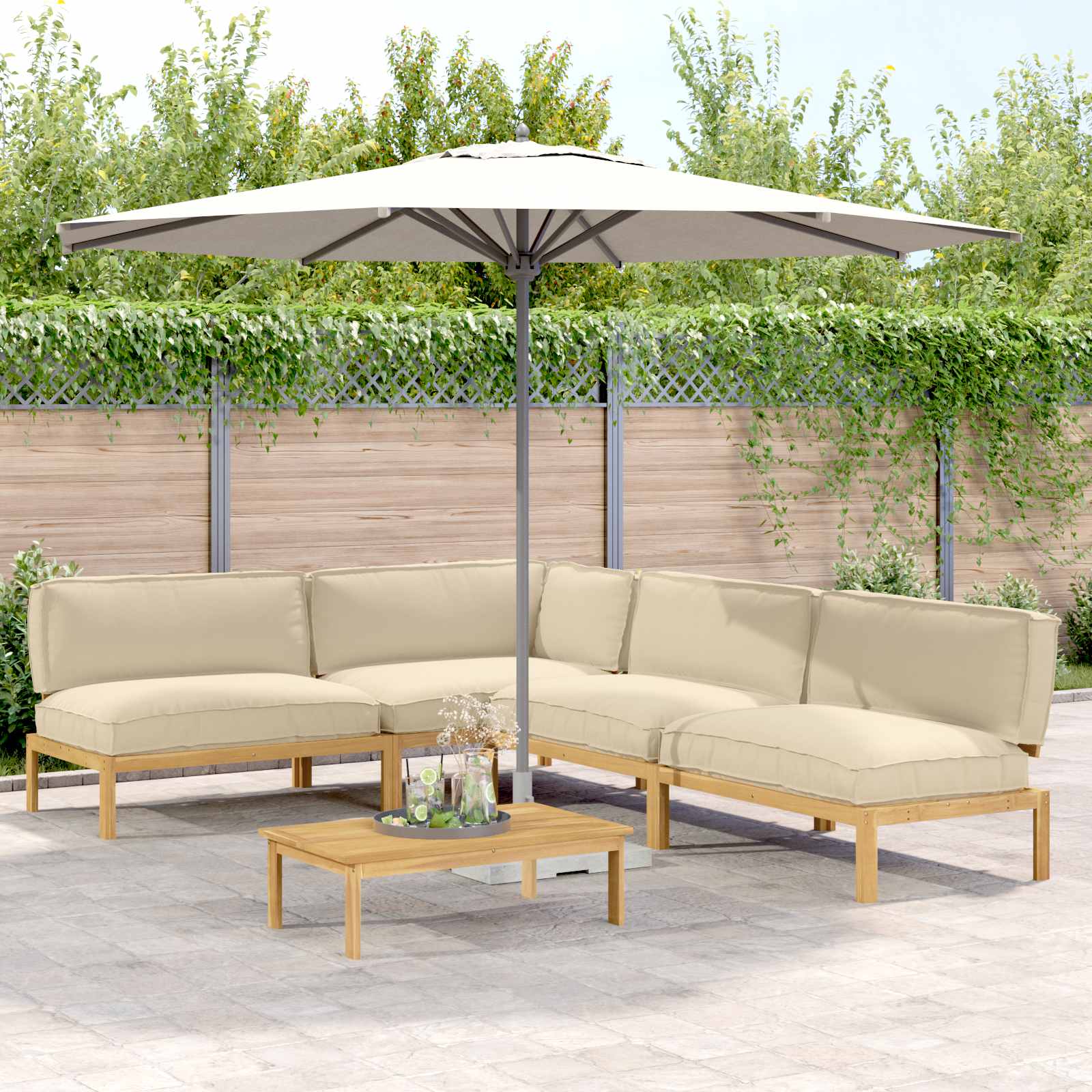 Sofa Set Mit Kissen Uni 4 Pcs Massivholz Akazie