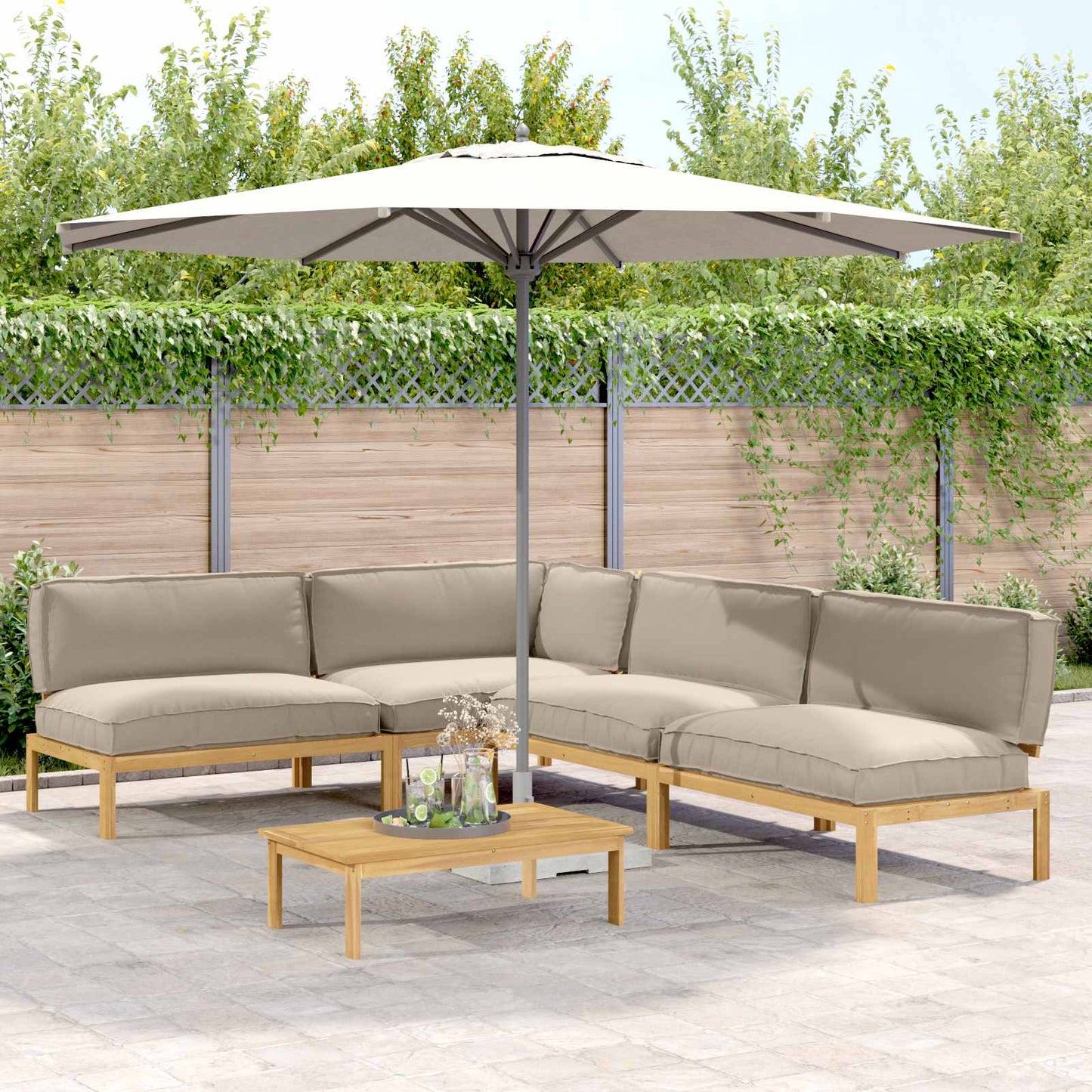 Sofa Set Mit Kissen Uni 4 Pcs Massivholz Akazie