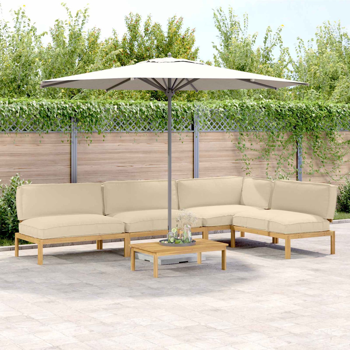 Sofa Set Mit Kissen Uni 4 Pcs Massivholz Akazie