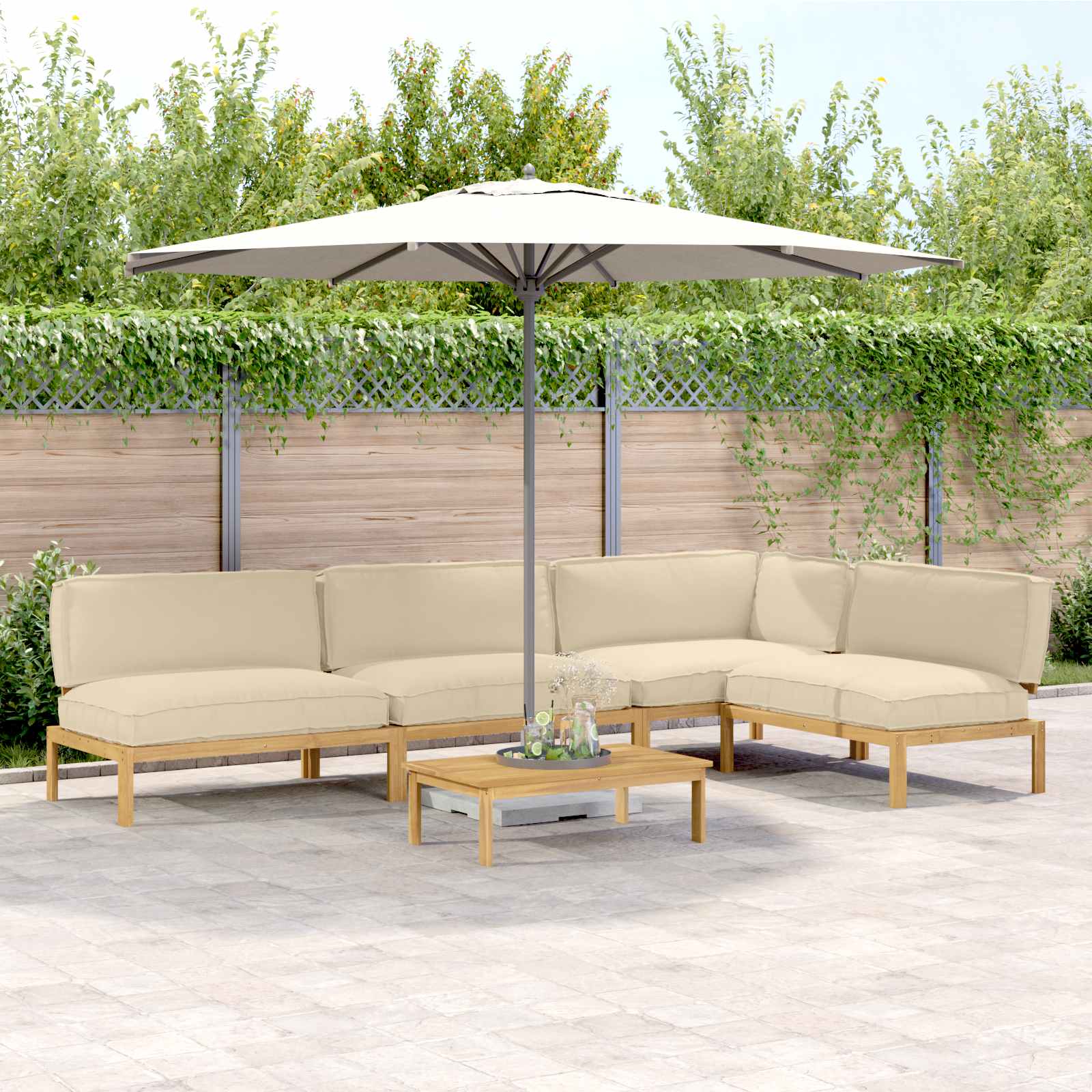 Sofa Set Mit Kissen Uni 4 Pcs Massivholz Akazie