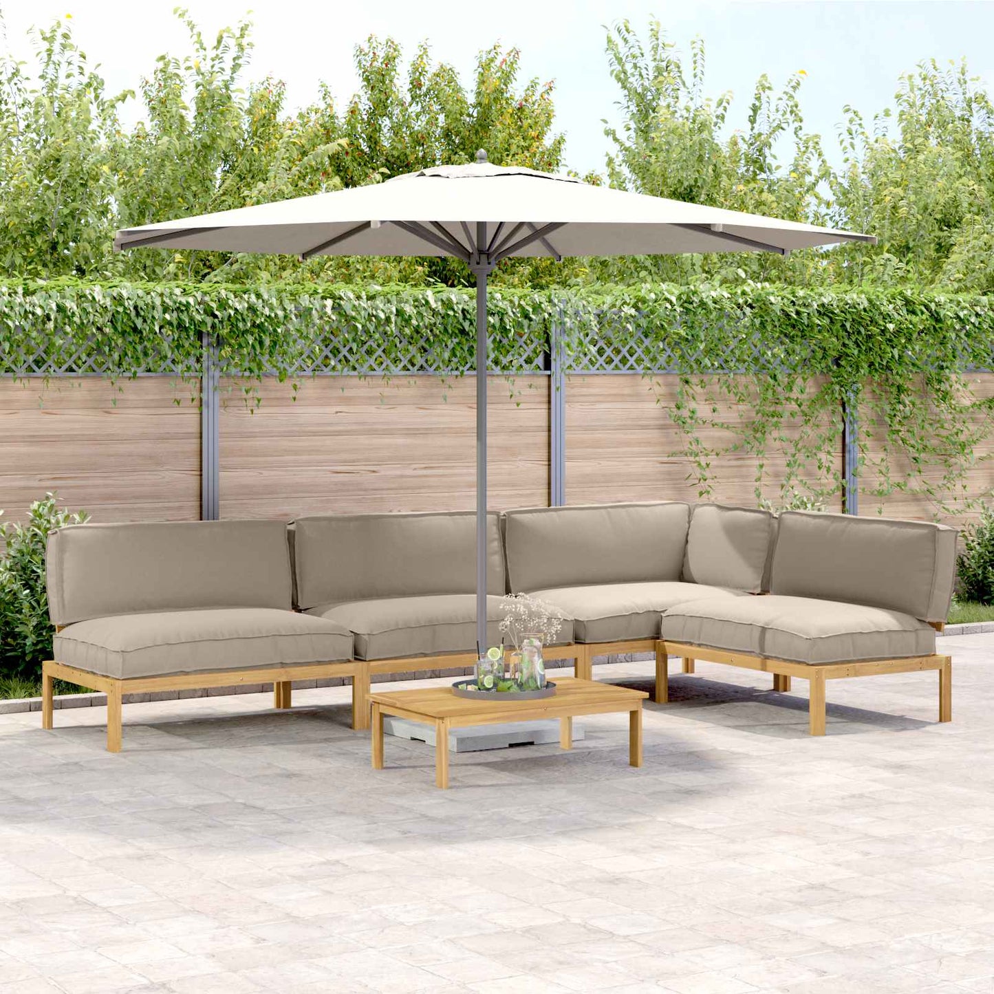 Sofa Set Mit Kissen Uni 4 Pcs Massivholz Akazie