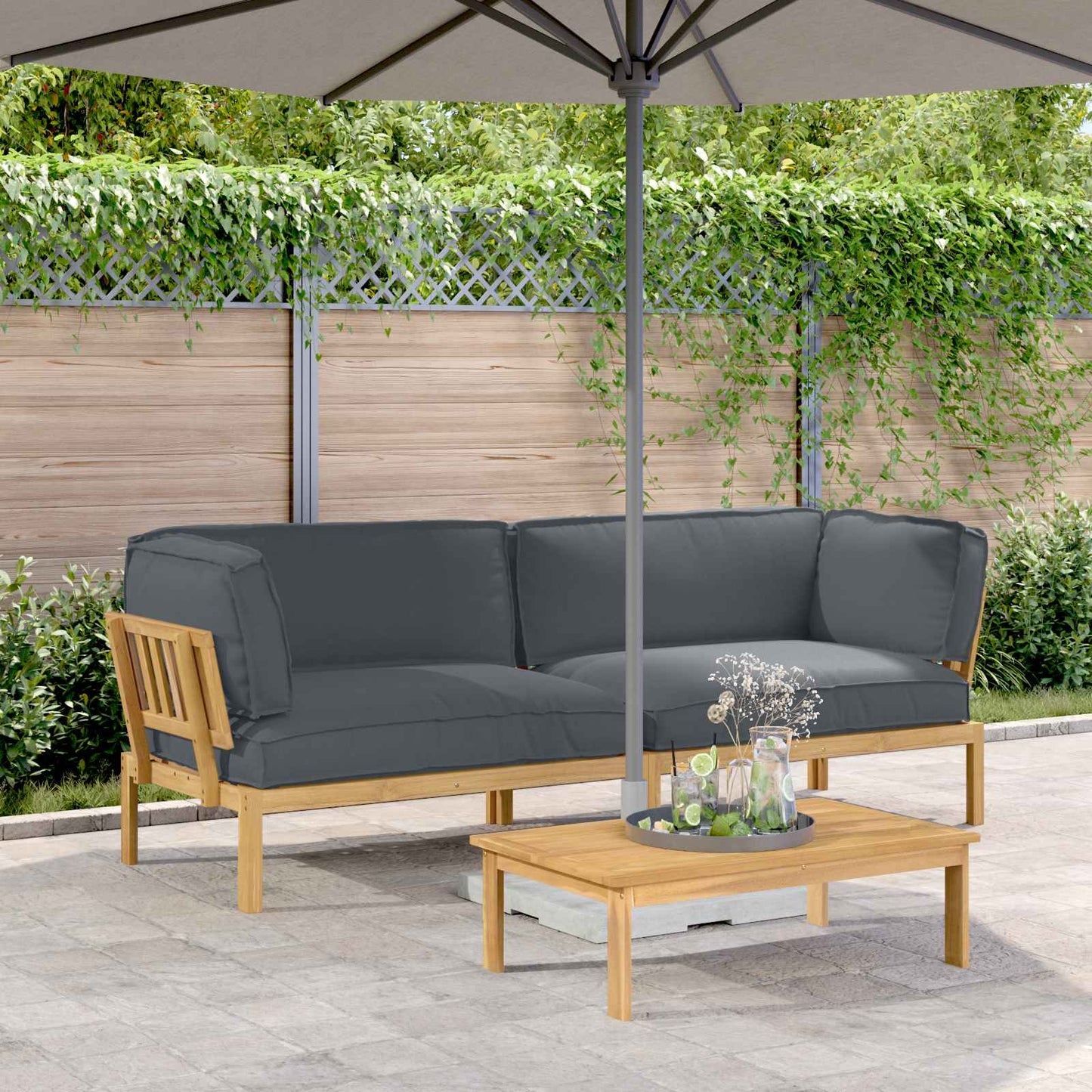 Sofa Set Mit Kissen Uni 4 Pcs Massivholz Akazie