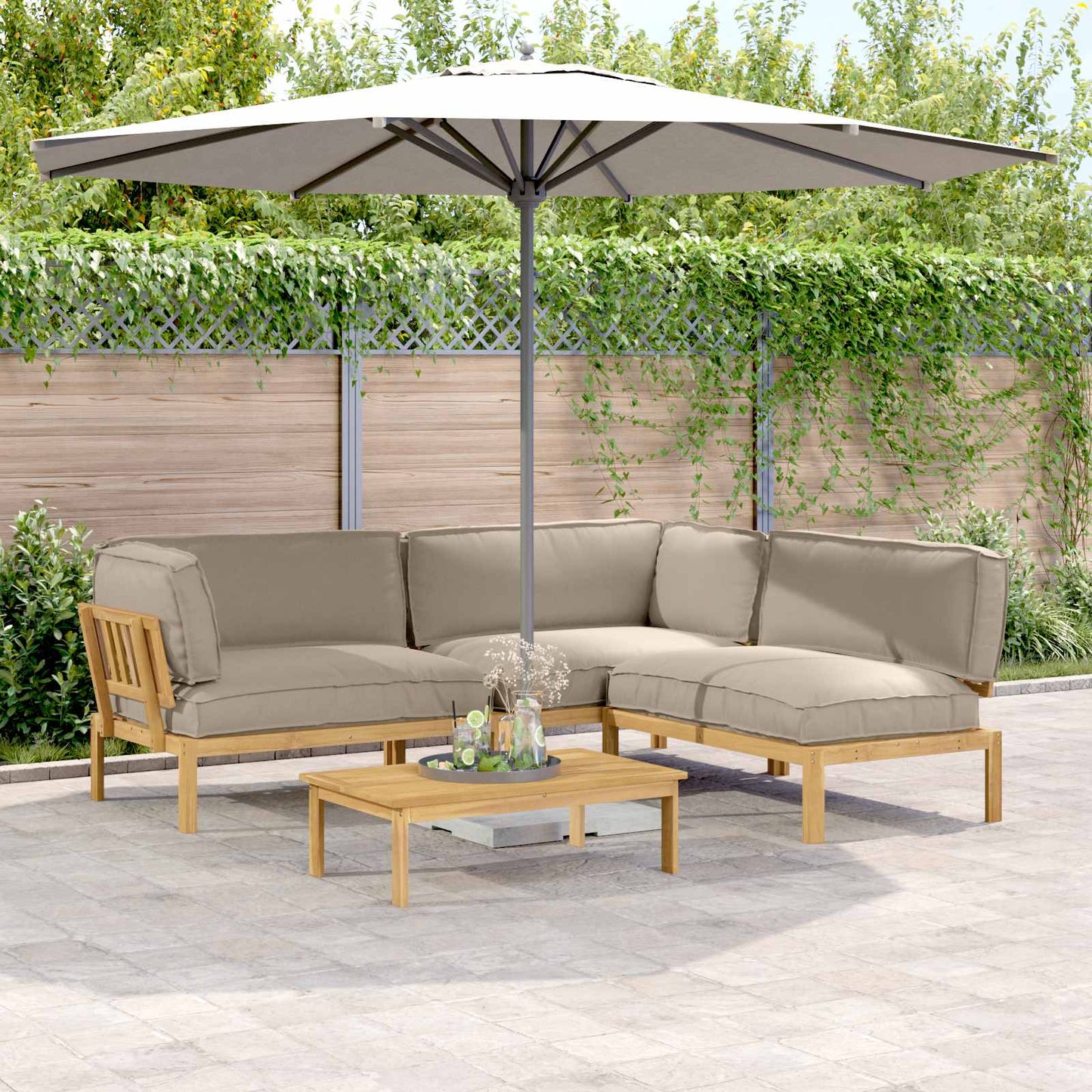 Sofa Set Mit Kissen Uni 4 Pcs Massivholz Akazie