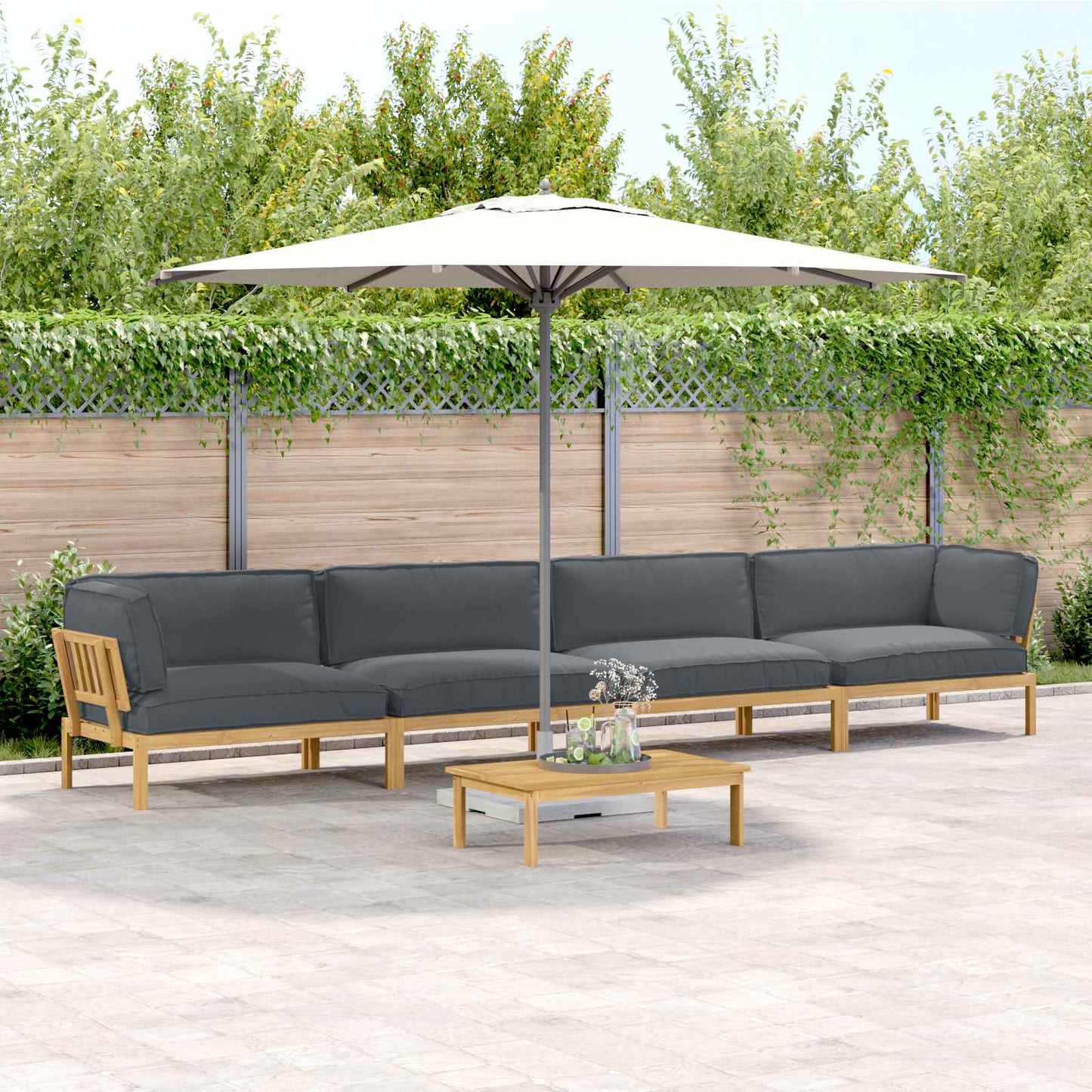 Sofa Set Mit Kissen Uni 4 Pcs Massivholz Akazie