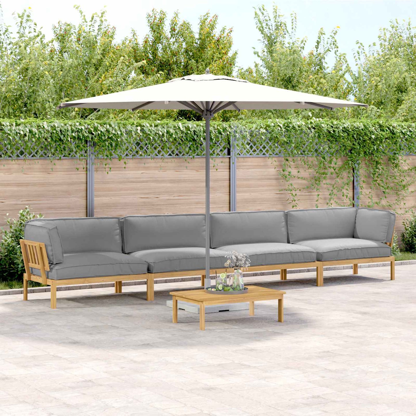 Sofa Set Mit Kissen Uni 4 Pcs Massivholz Akazie
