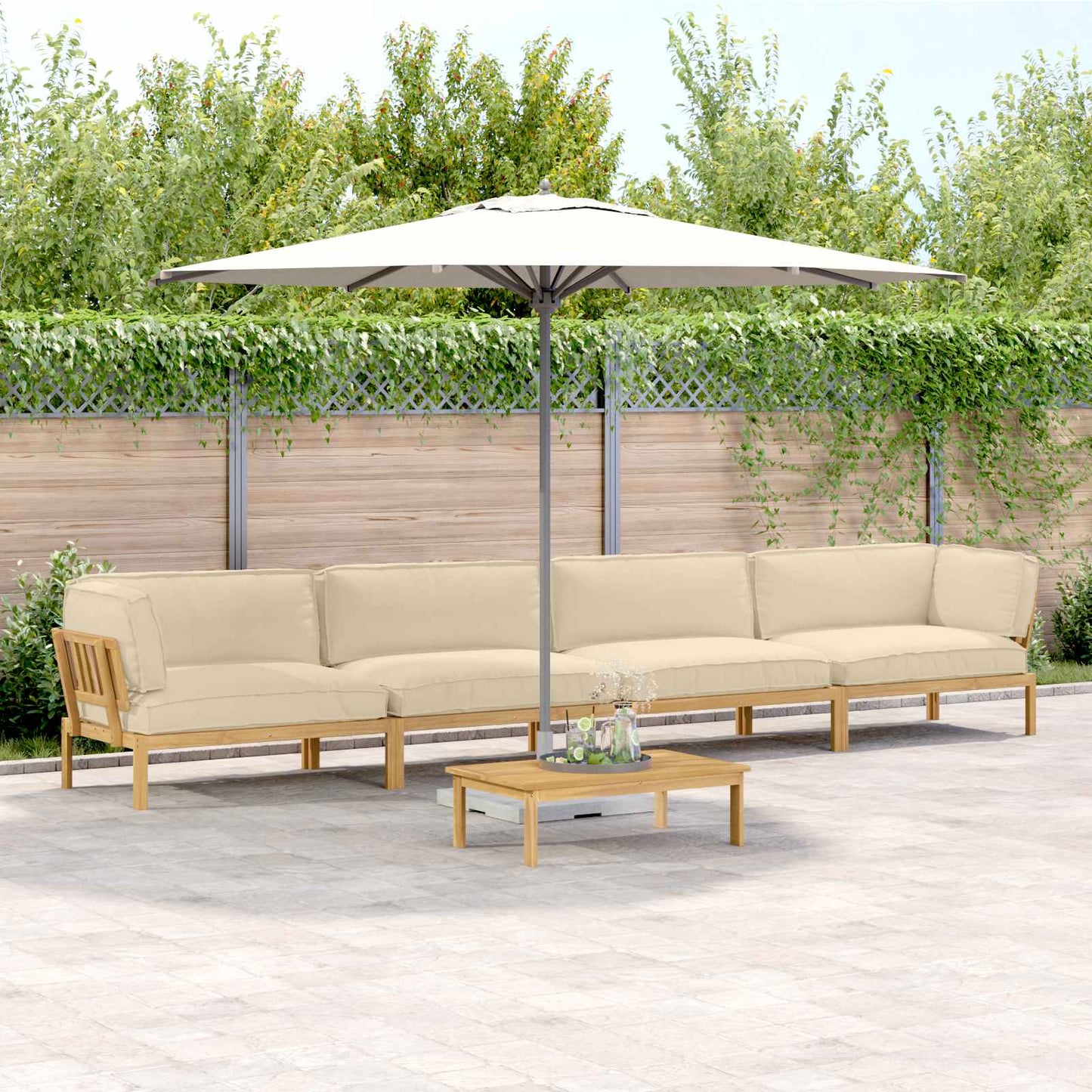Sofa Set Mit Kissen Uni 4 Pcs Massivholz Akazie