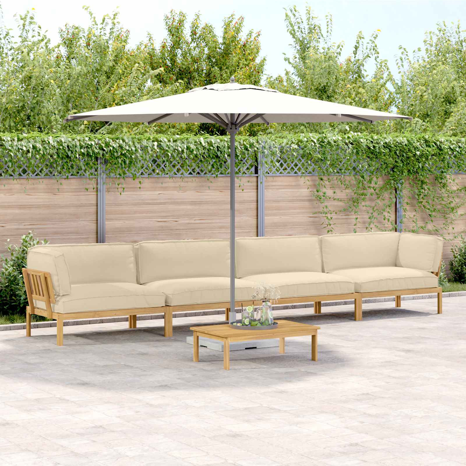 Sofa Set Mit Kissen Uni 4 Pcs Massivholz Akazie