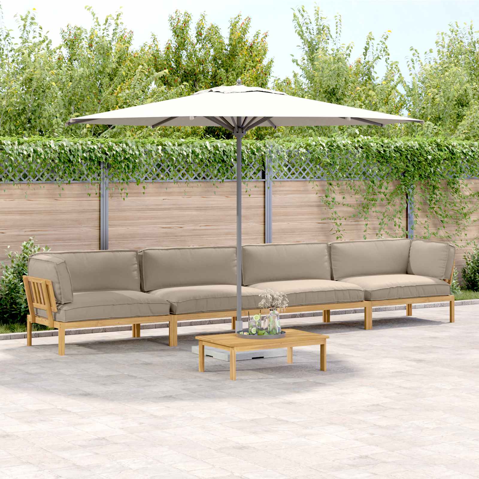 Sofa Set Mit Kissen Uni 4 Pcs Massivholz Akazie
