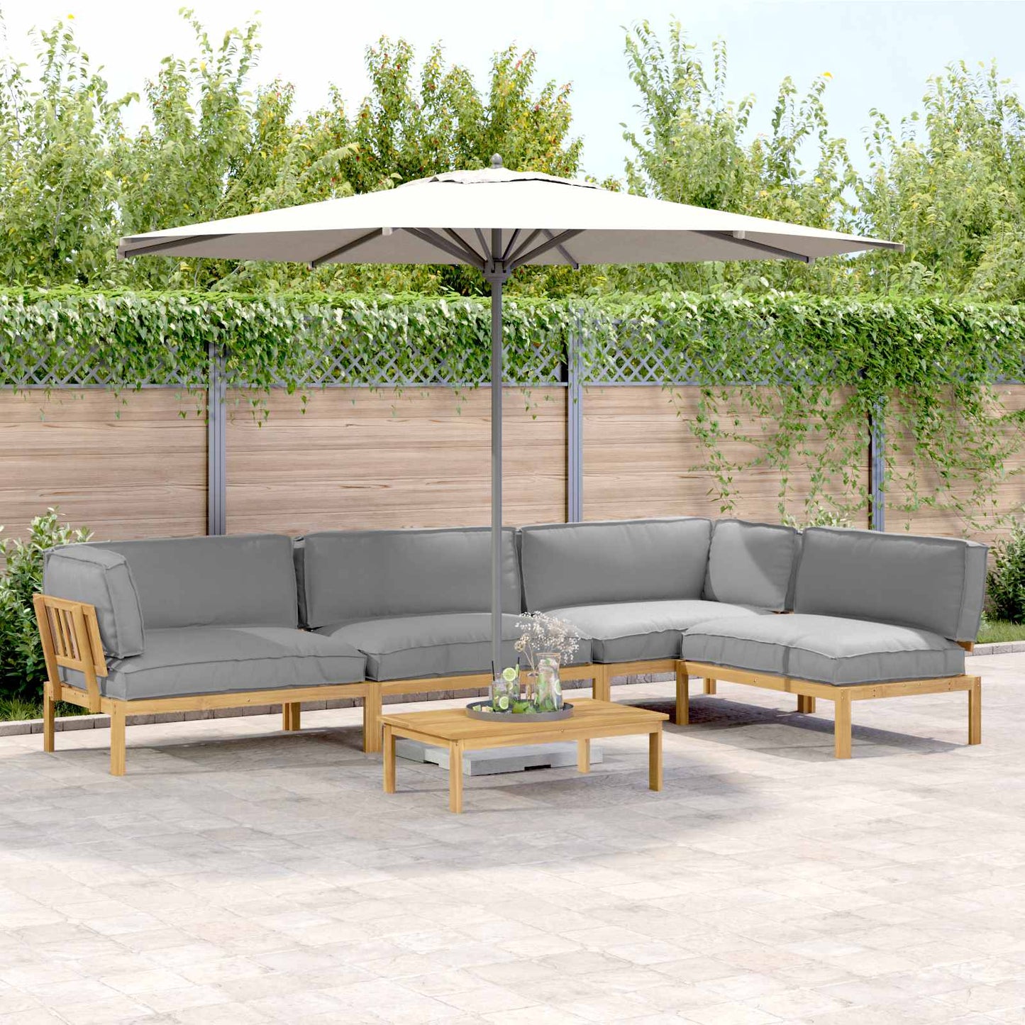Sofa Set Mit Kissen Uni 4 Pcs Massivholz Akazie