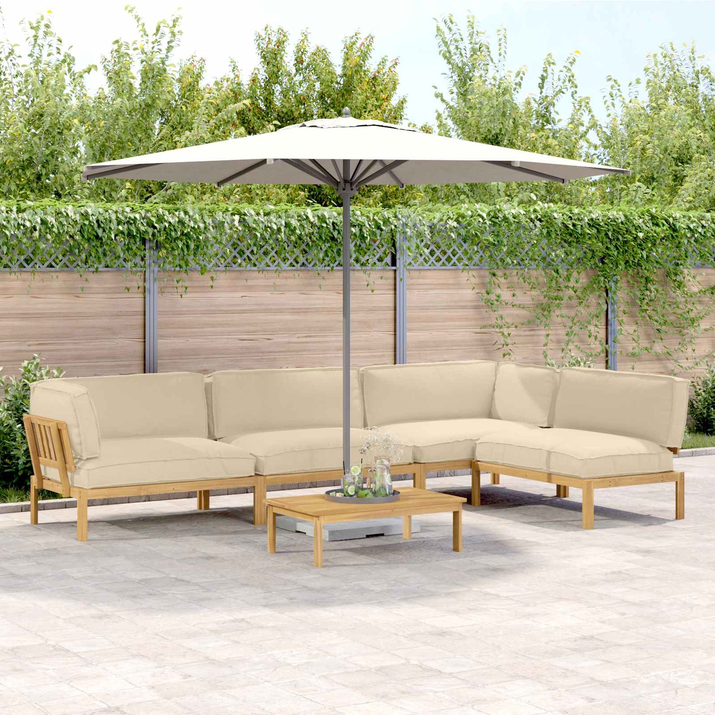 Sofa Set Mit Kissen Uni 4 Pcs Massivholz Akazie