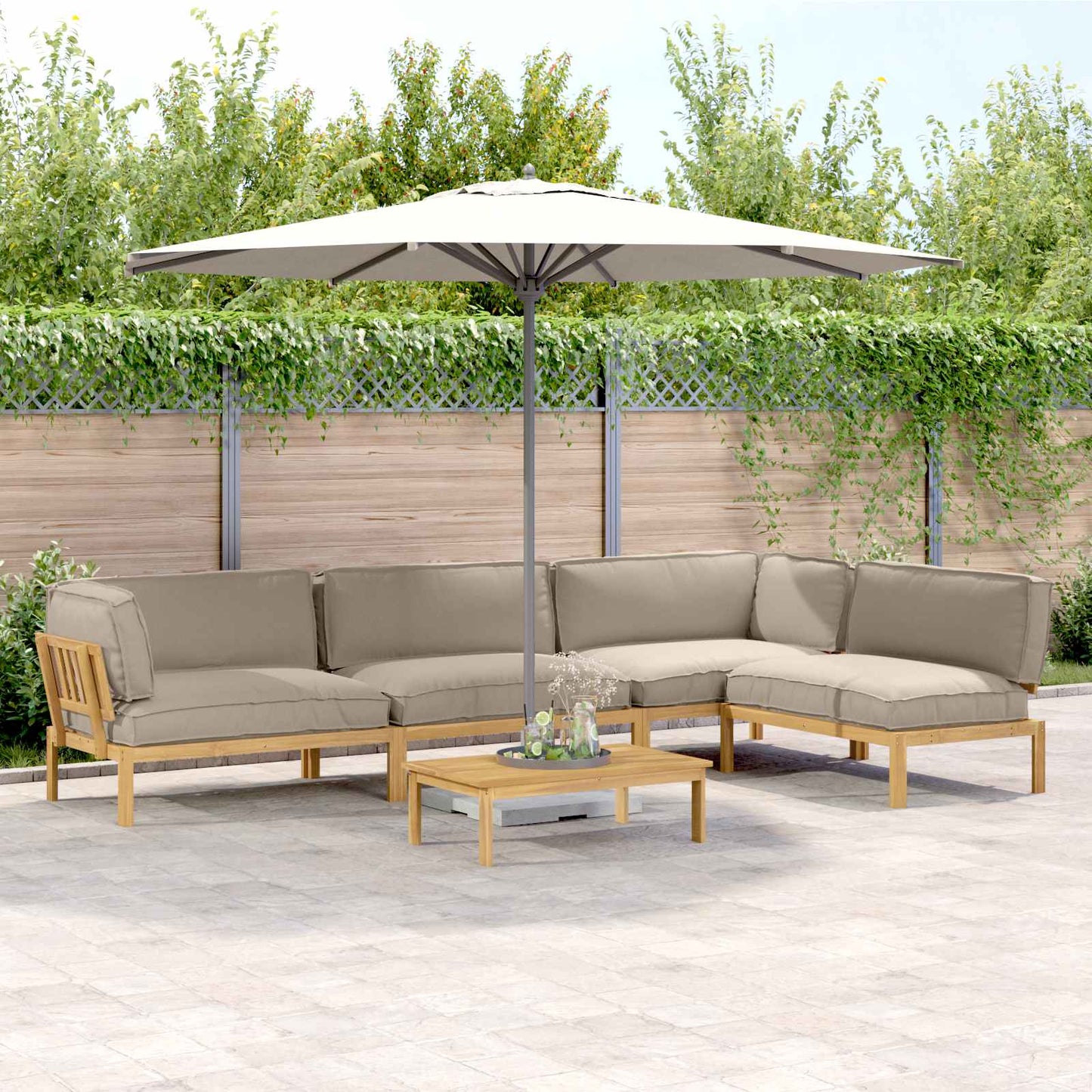 Sofa Set Mit Kissen Uni 4 Pcs Massivholz Akazie