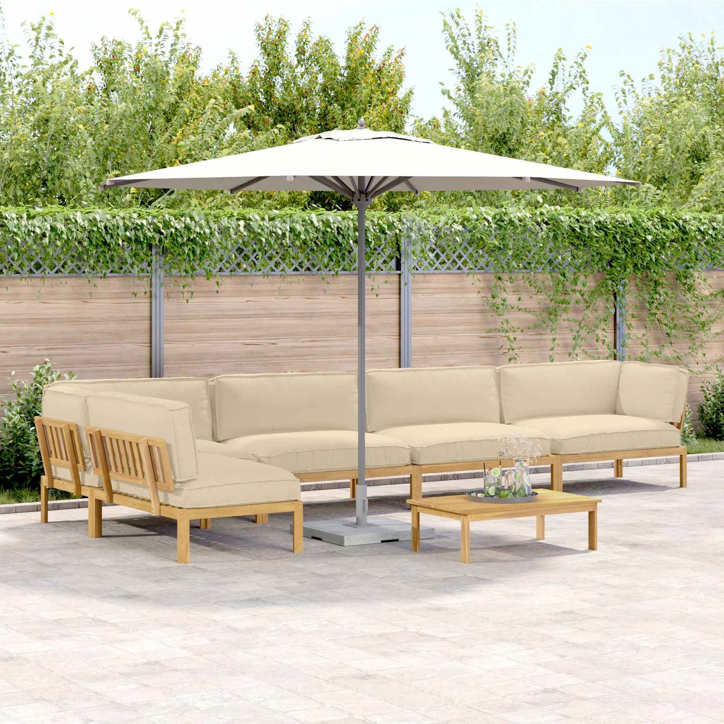 Sofa Set Mit Kissen Uni 4 Pcs Massivholz Akazie