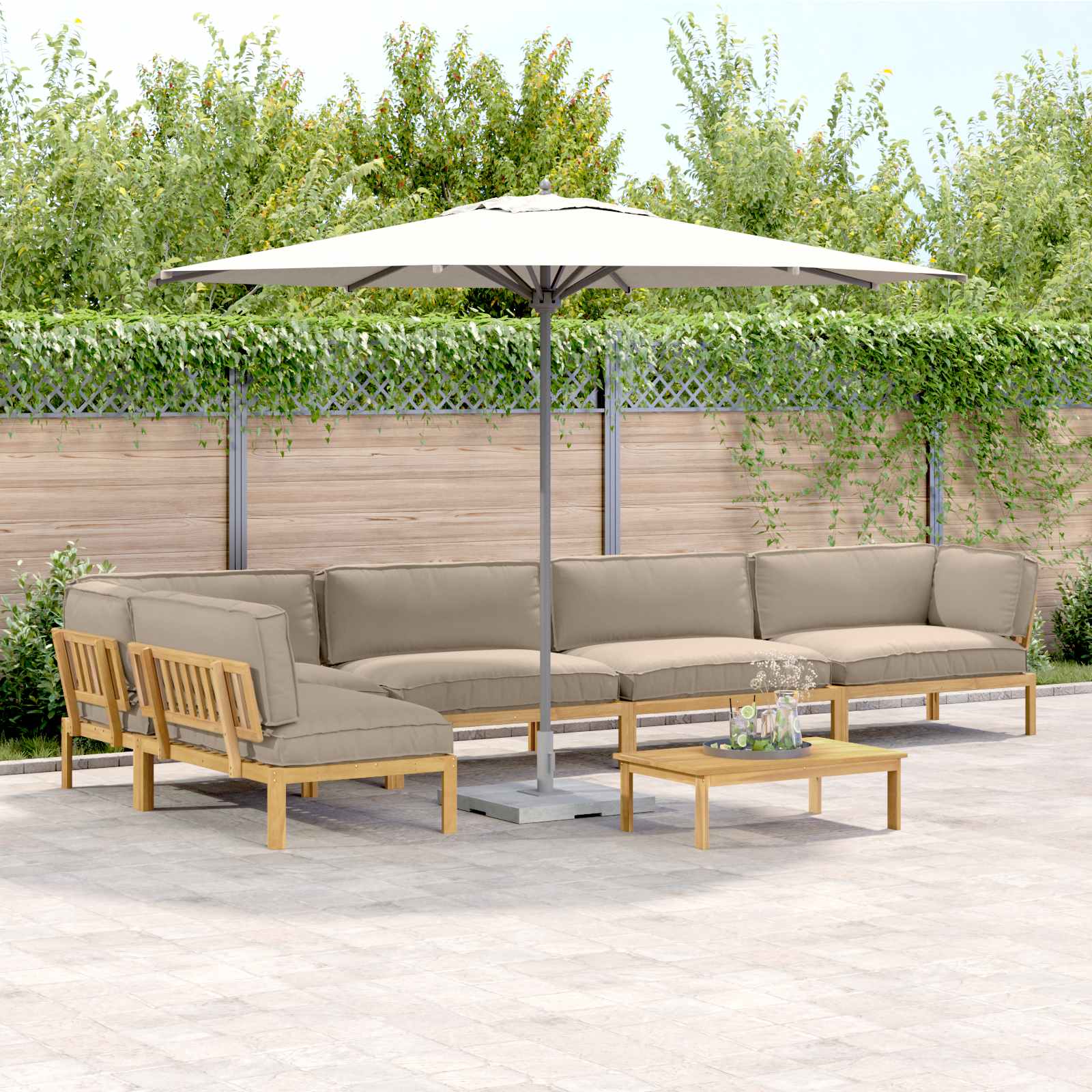 Sofa Set Mit Kissen Uni 4 Pcs Massivholz Akazie