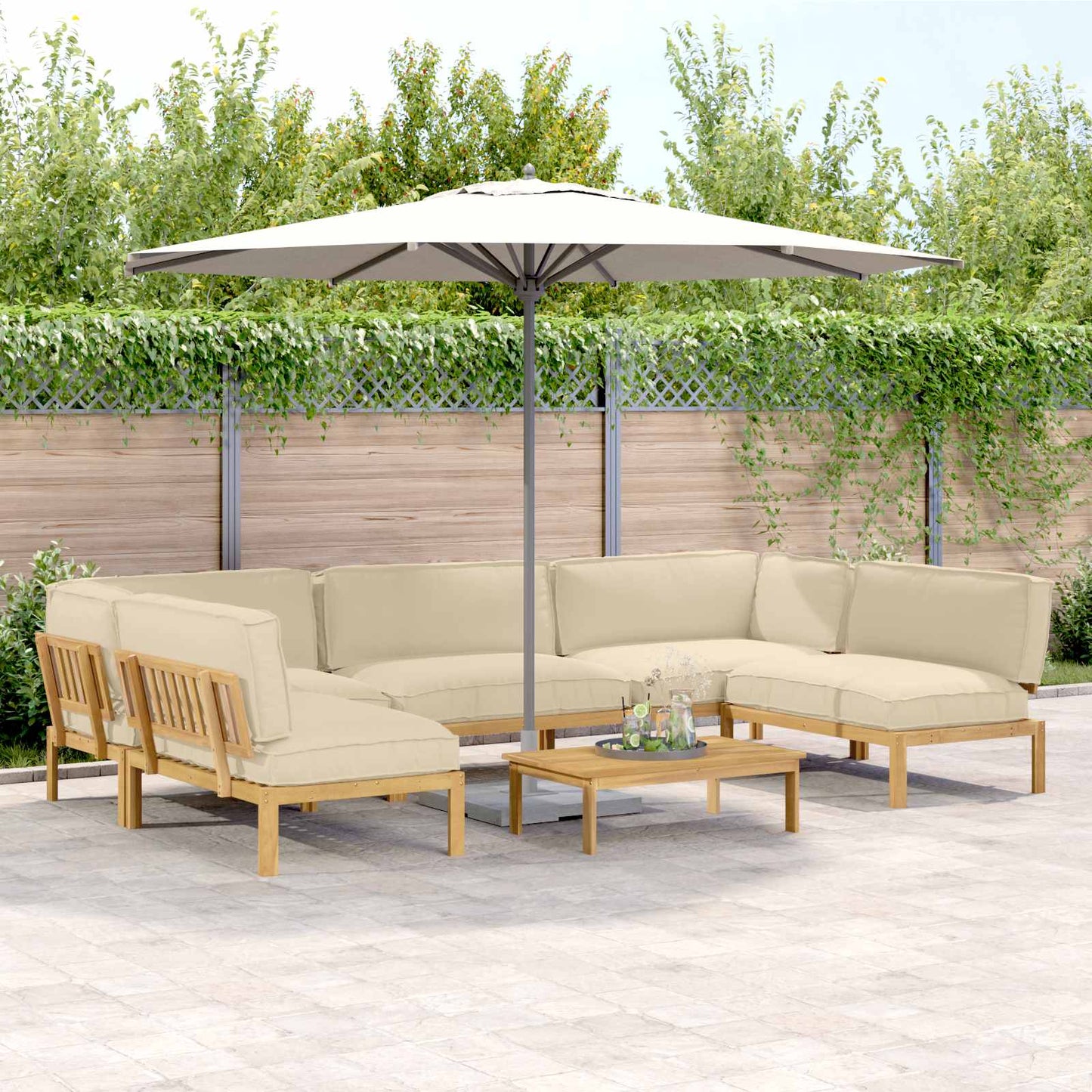 Sofa Set Mit Kissen Uni 4 Pcs Massivholz Akazie