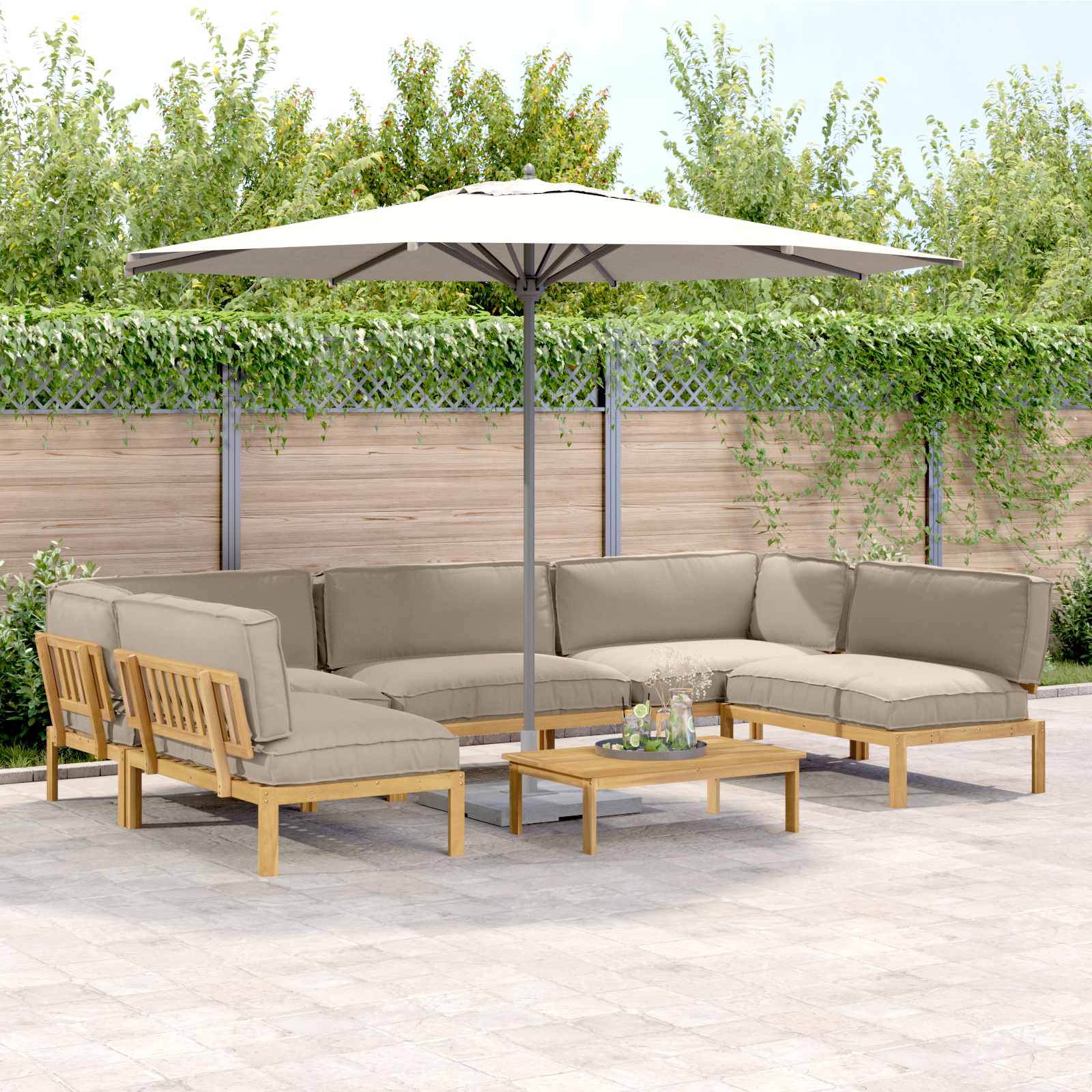 Sofa Set Mit Kissen Uni 4 Pcs Massivholz Akazie