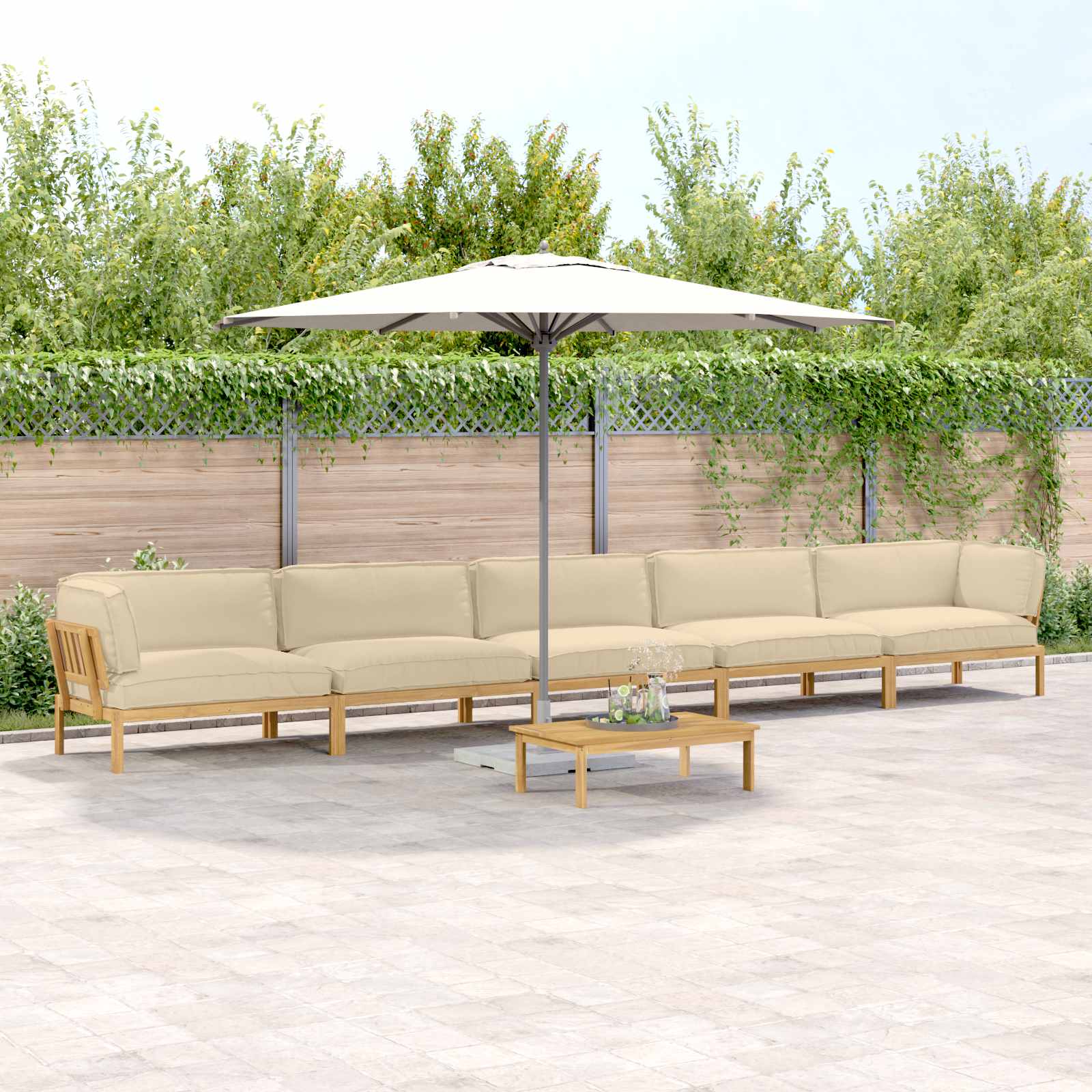Sofa Set Mit Kissen Uni 4 Pcs Massivholz Akazie