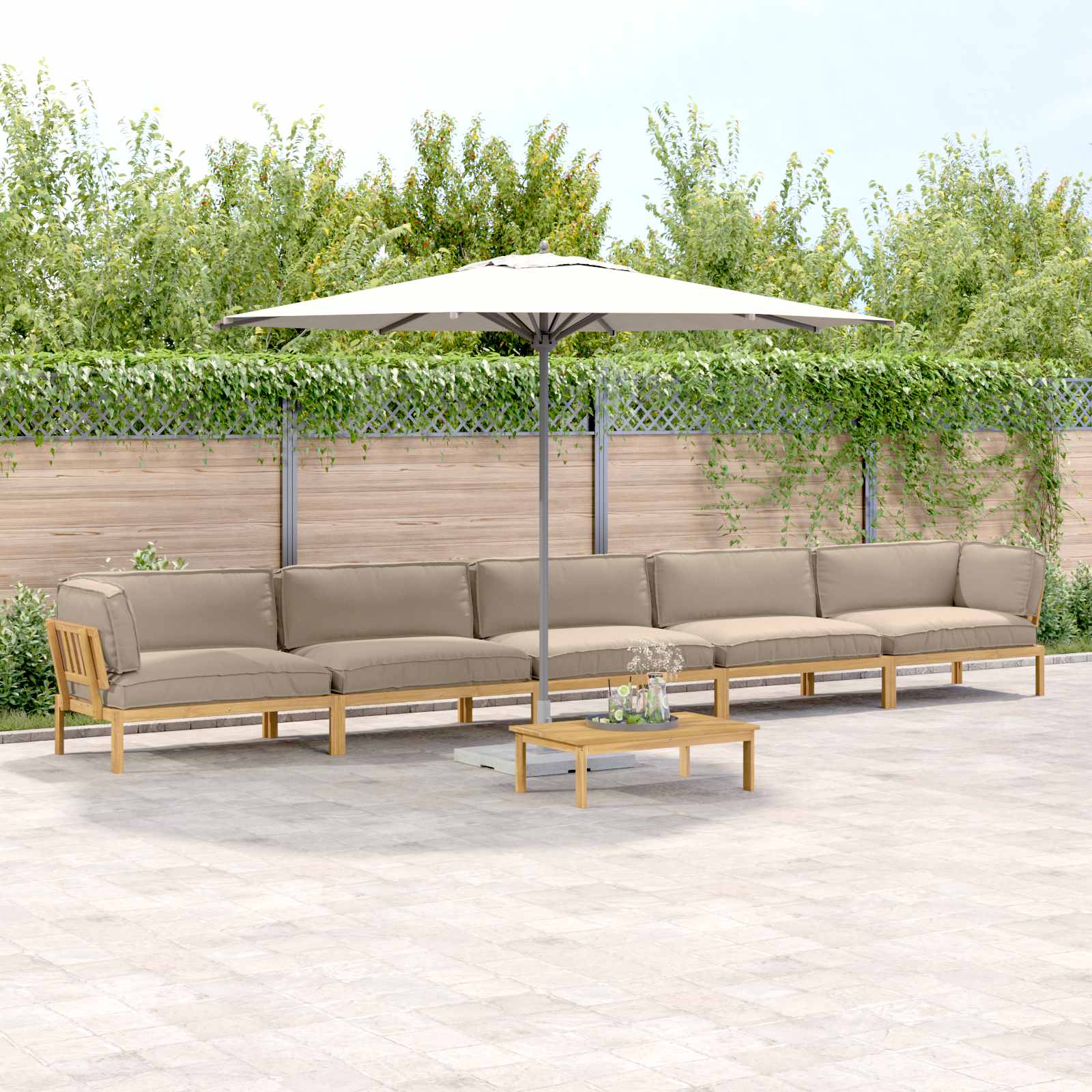 Sofa Set Mit Kissen Uni 4 Pcs Massivholz Akazie