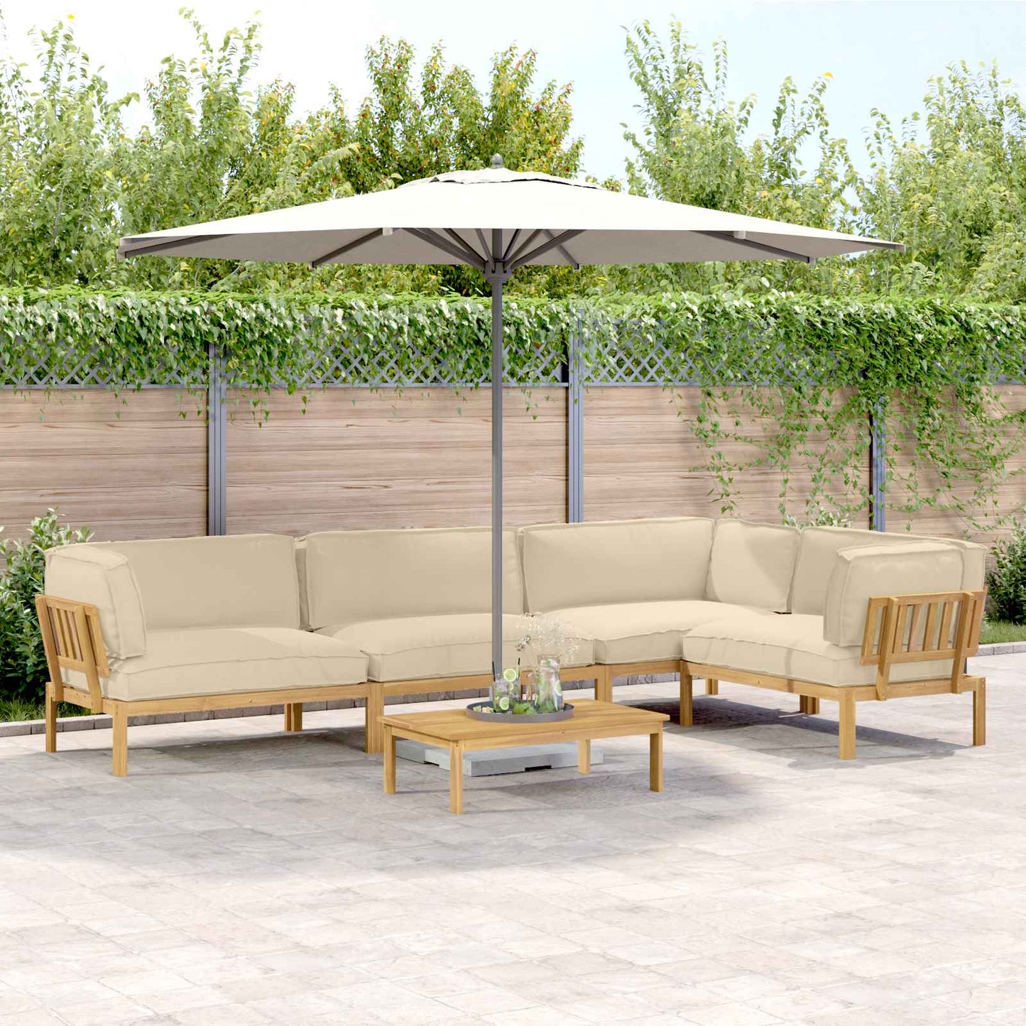 Sofa Set Mit Kissen Uni 4 Pcs Massivholz Akazie