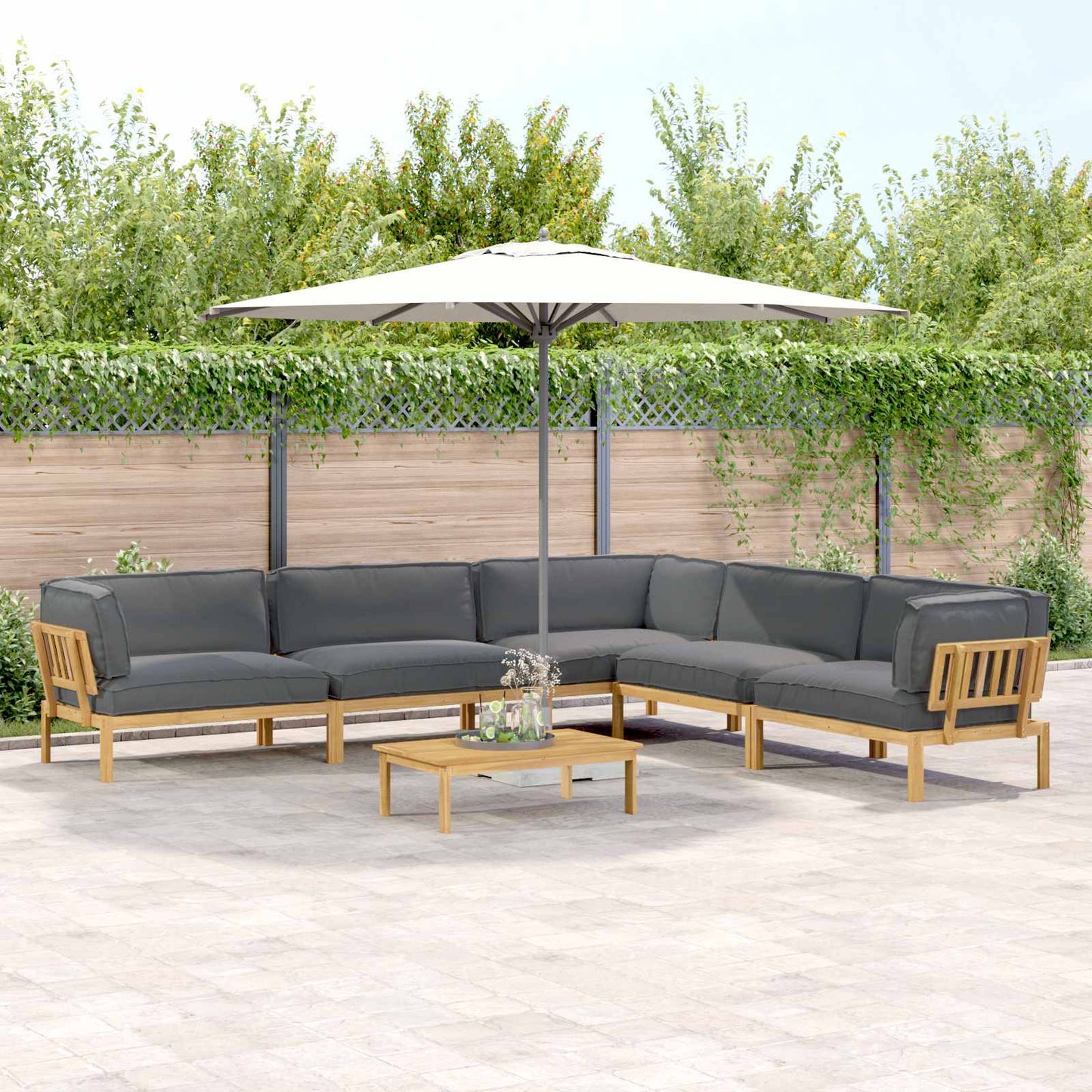 Sofa Set Mit Kissen Uni 4 Pcs Massivholz Akazie