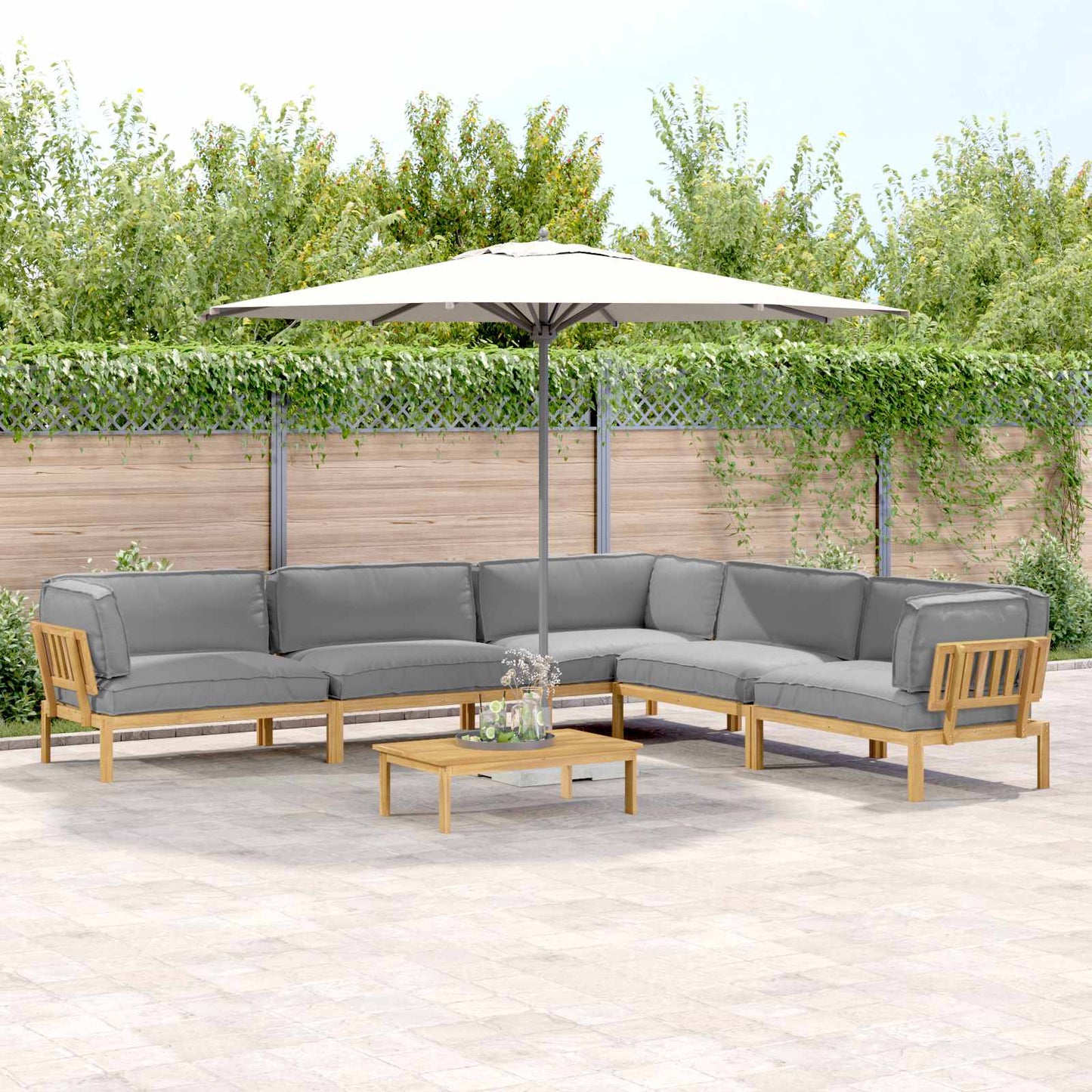 Sofa Set Mit Kissen Uni 4 Pcs Massivholz Akazie