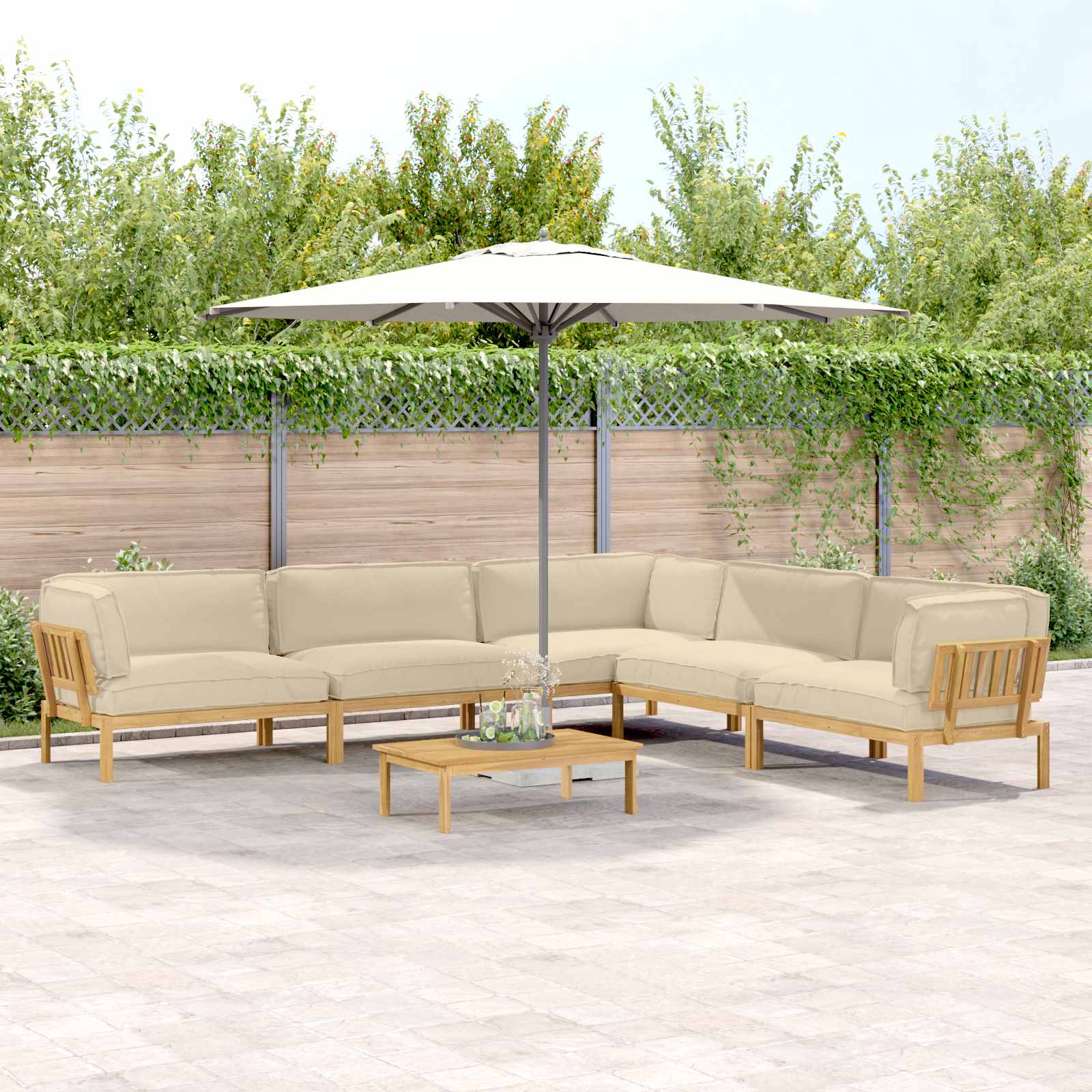 Sofa Set Mit Kissen Uni 4 Pcs Massivholz Akazie