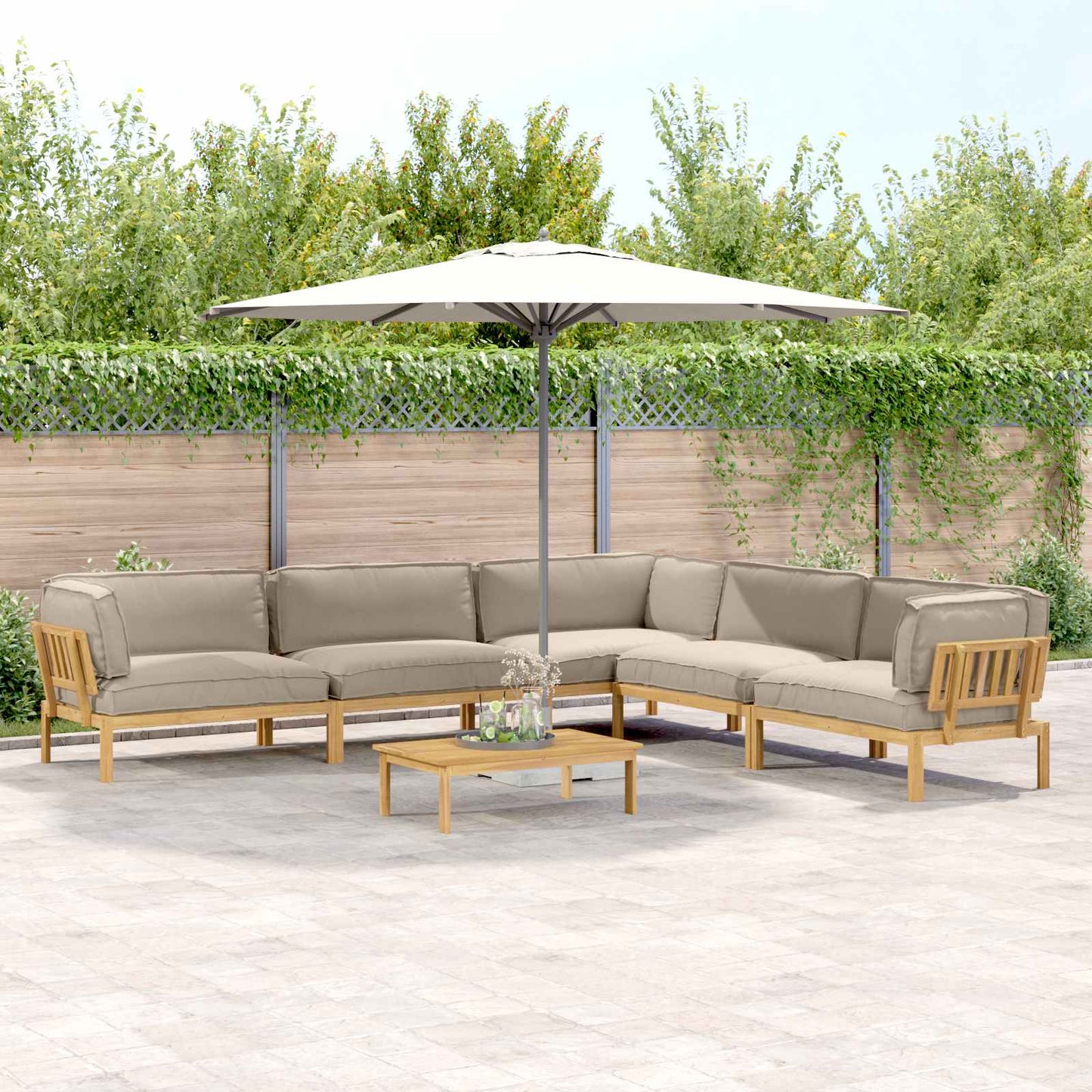 Sofa Set Mit Kissen Uni 4 Pcs Massivholz Akazie