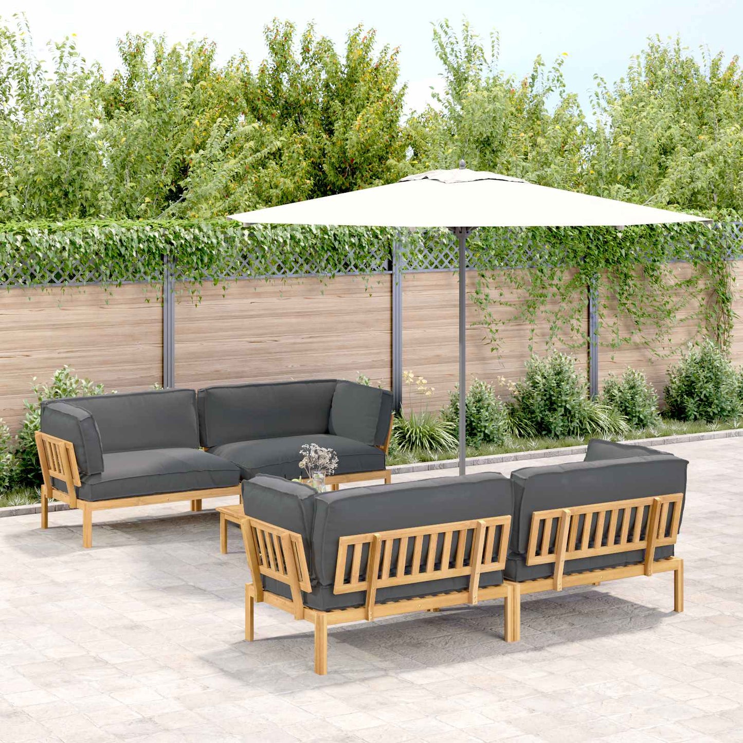 Sofa Set Mit Kissen Uni 4 Pcs Massivholz Akazie