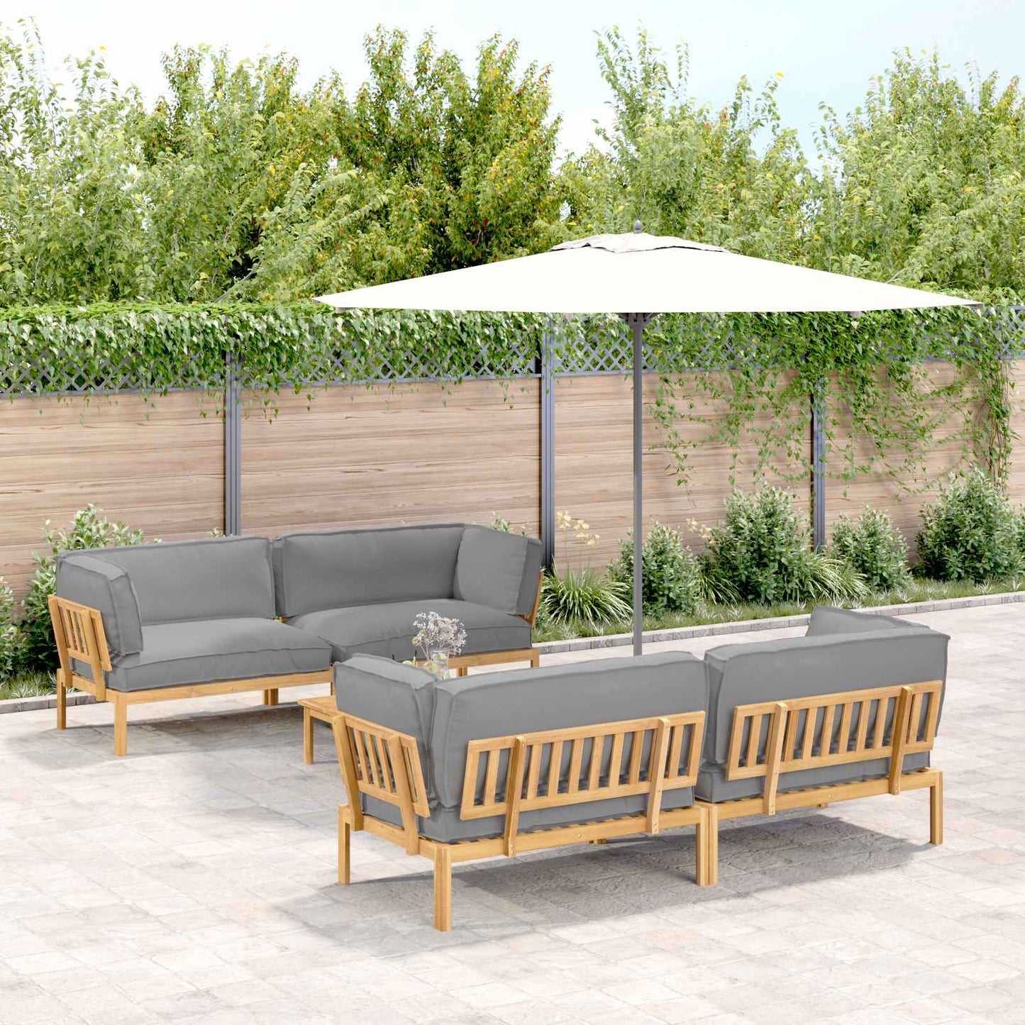 Sofa Set Mit Kissen Uni 4 Pcs Massivholz Akazie