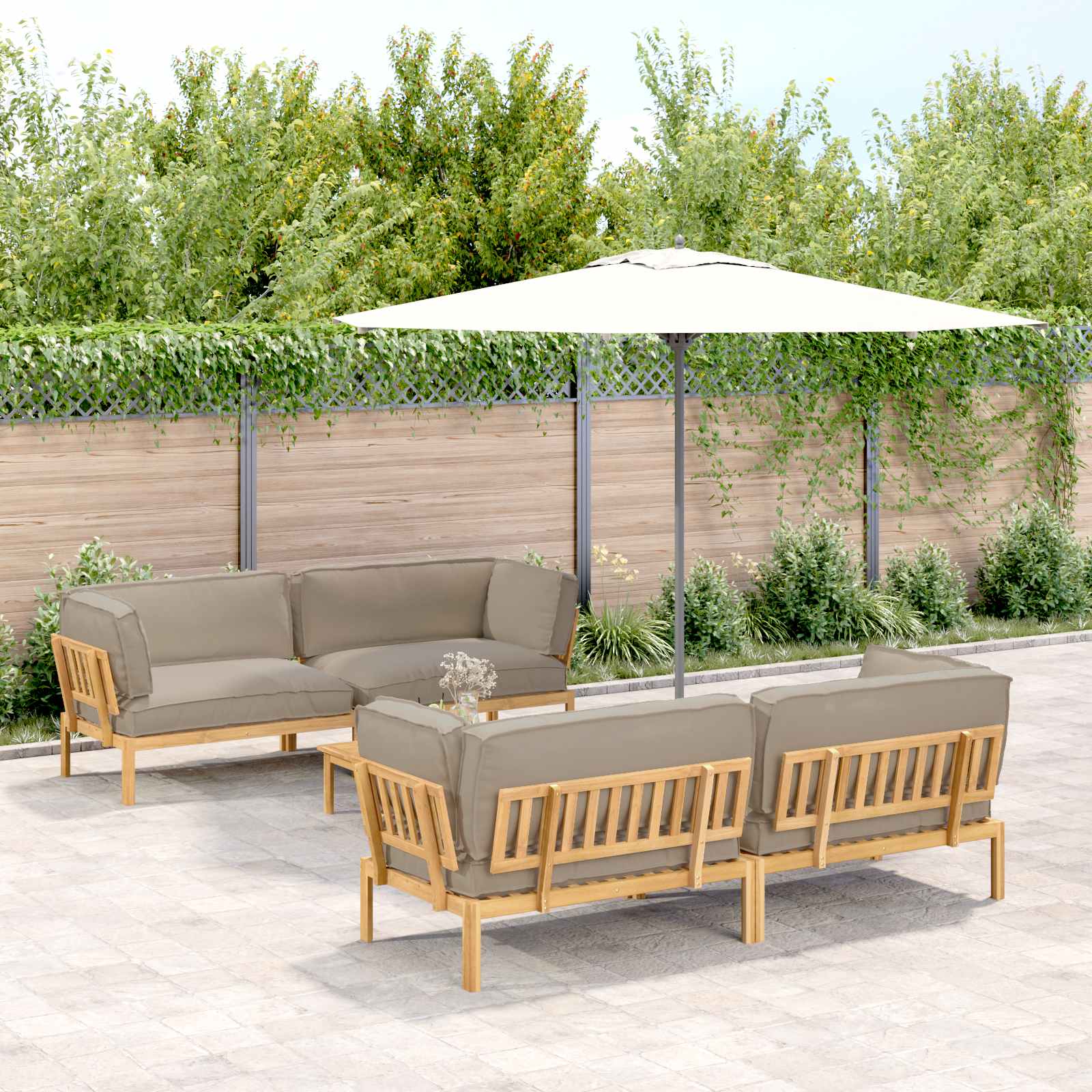 Sofa Set Mit Kissen Uni 4 Pcs Massivholz Akazie