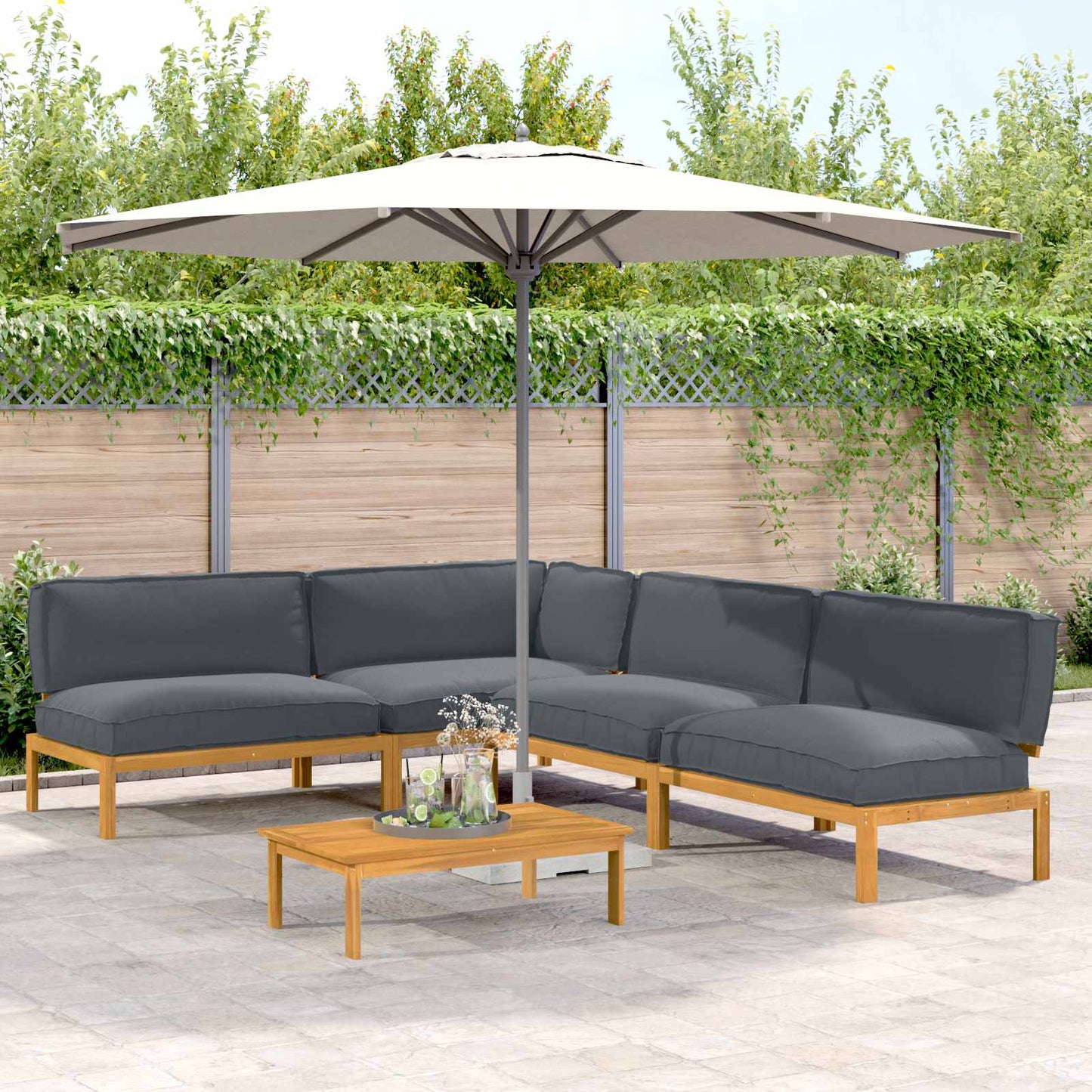 Sofa Set Mit Kissen Uni 4 Pcs Massivholz Akazie