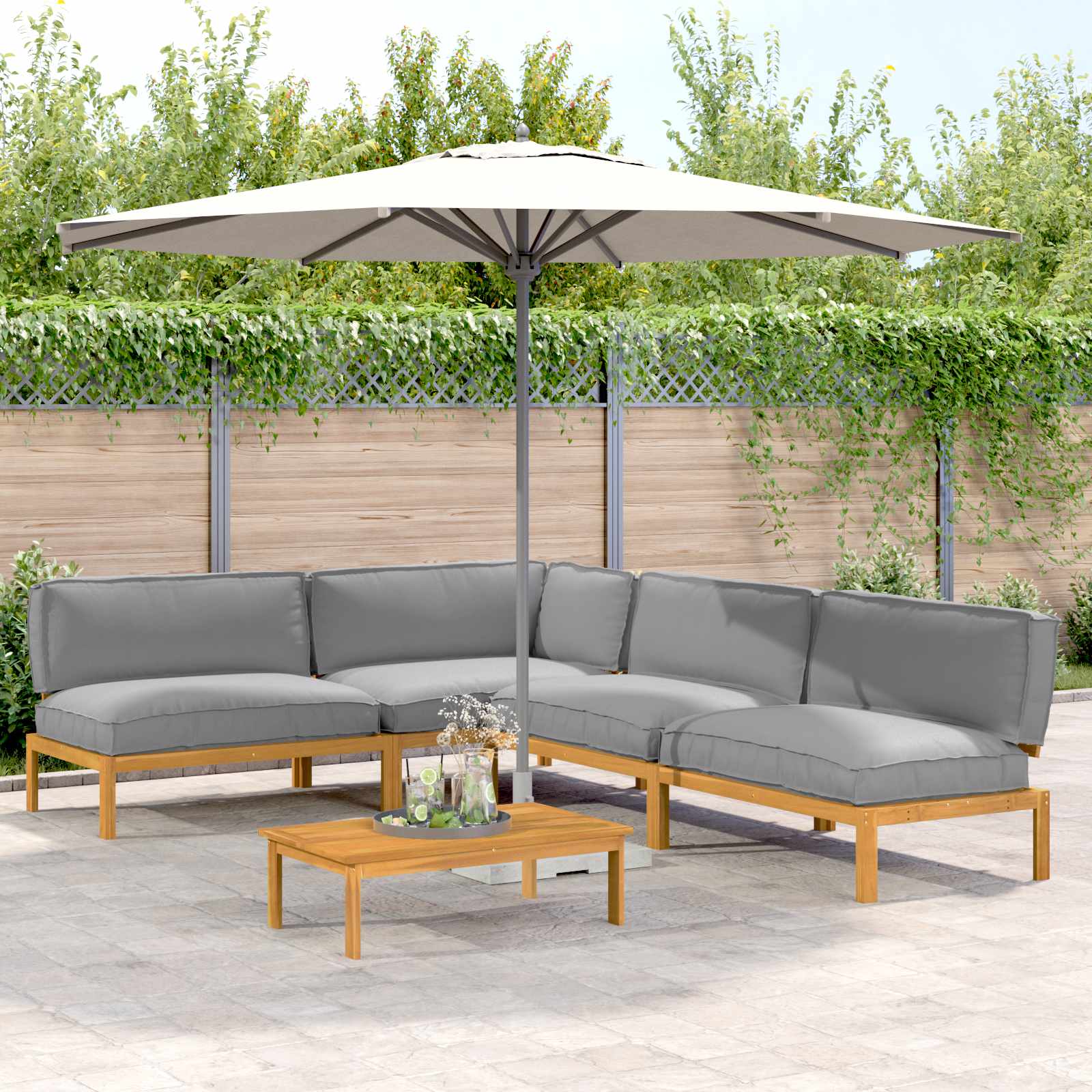 Sofa Set Mit Kissen Uni 4 Pcs Massivholz Akazie