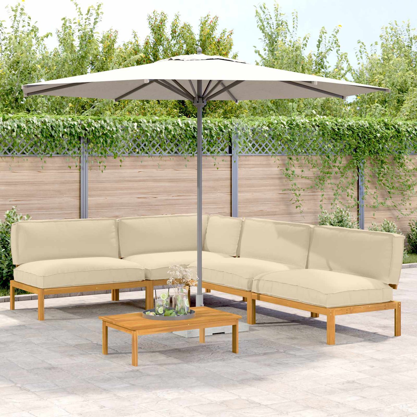 Sofa Set Mit Kissen Uni 4 Pcs Massivholz Akazie