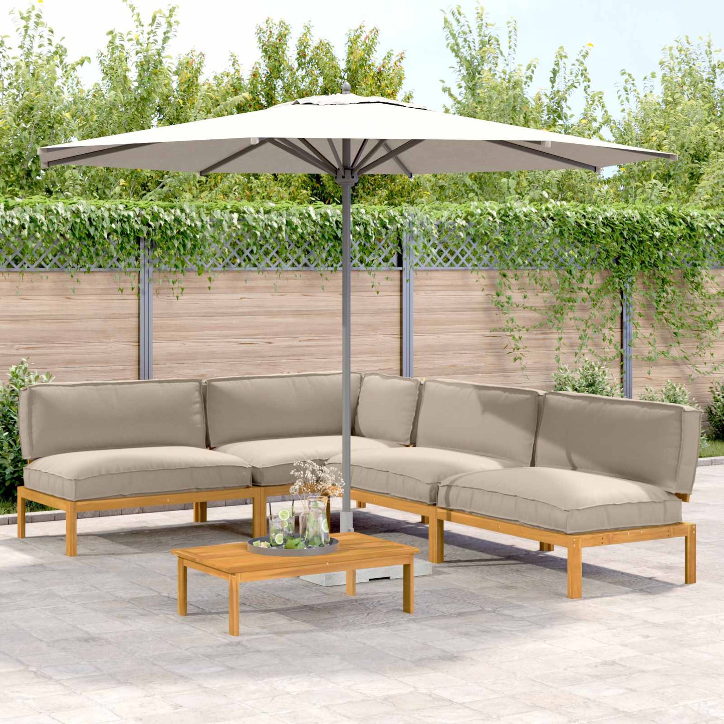 Sofa Set Mit Kissen Uni 4 Pcs Massivholz Akazie