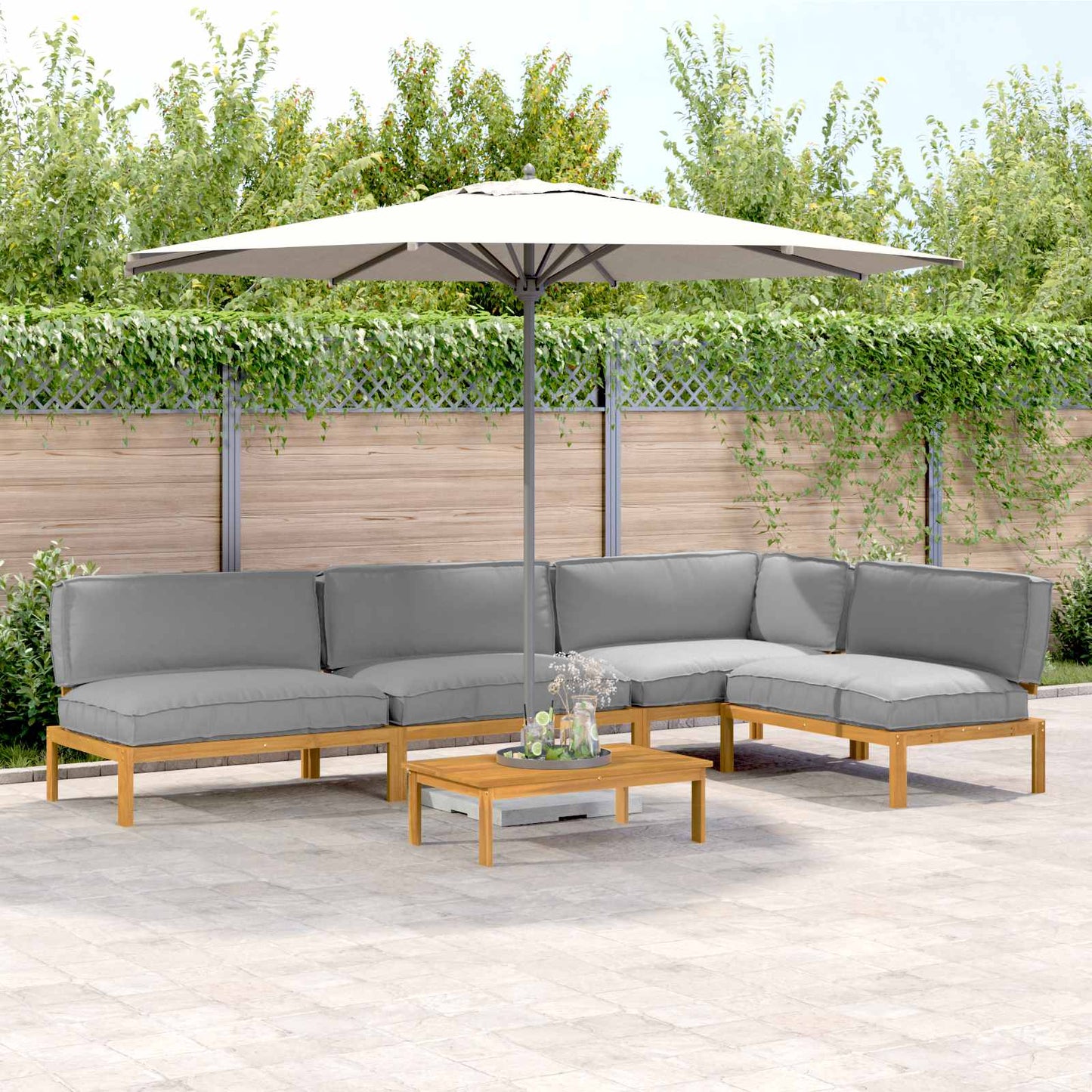 Sofa Set Mit Kissen Uni 4 Pcs Massivholz Akazie