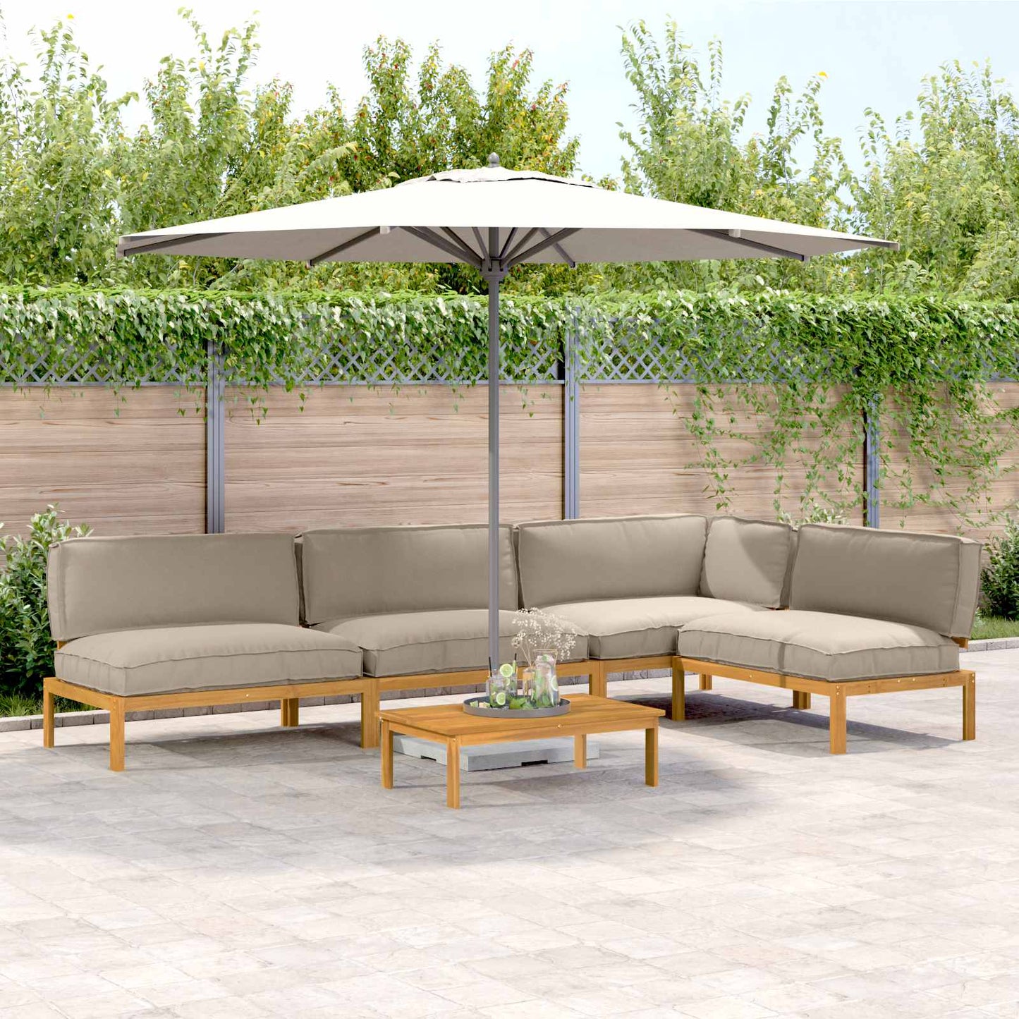 Sofa Set Mit Kissen Uni 4 Pcs Massivholz Akazie
