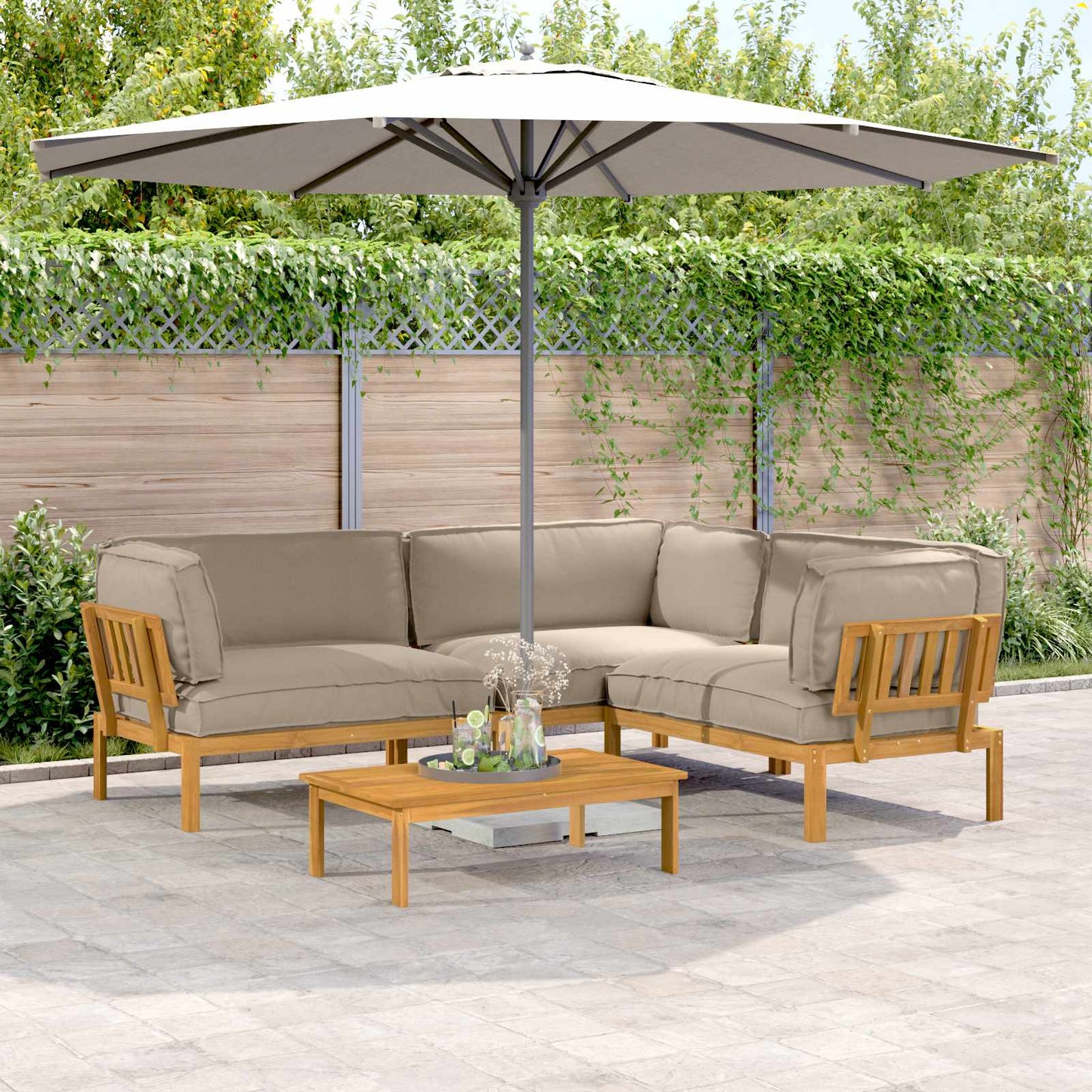 Sofa Set Mit Kissen Uni 4 Pcs Massivholz Akazie