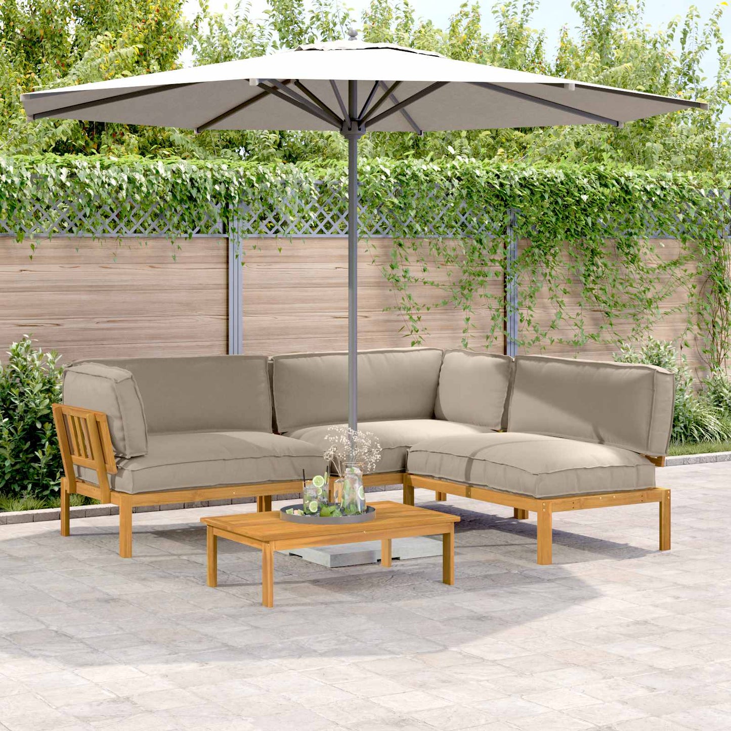 Sofa Set Mit Kissen Uni 4 Pcs Massivholz Akazie
