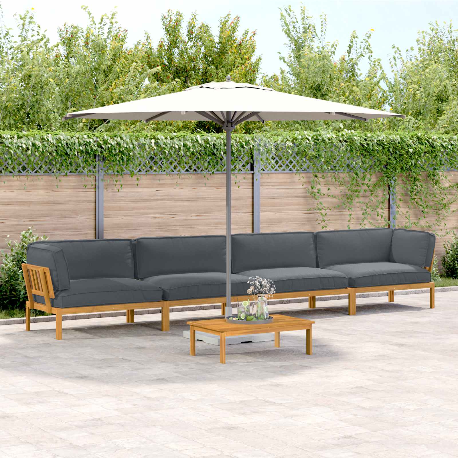 Sofa Set Mit Kissen Uni 4 Pcs Massivholz Akazie